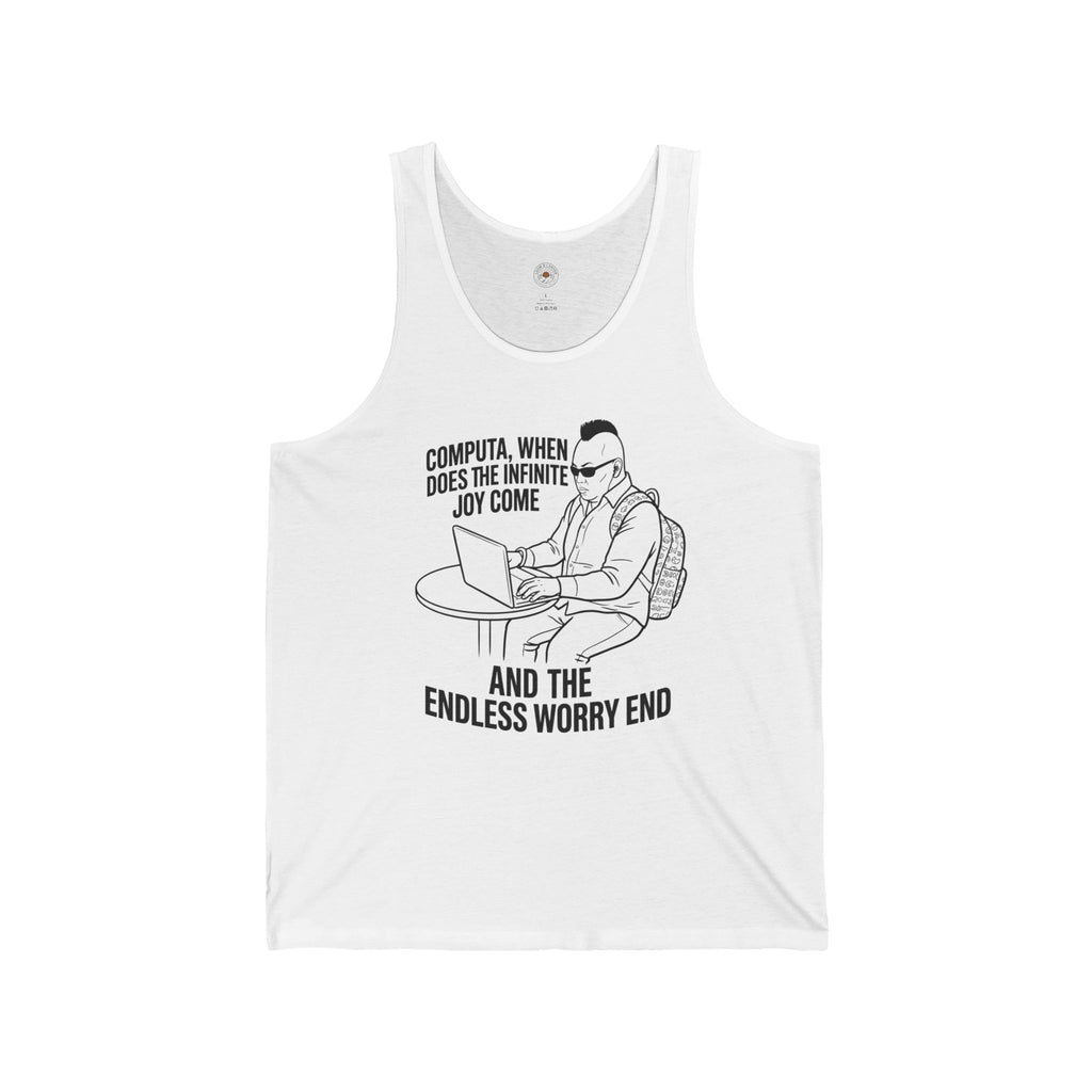 "Computa, When Does the Infinite Joy Come" Funny Meme Men/Unisex Graphic Tank