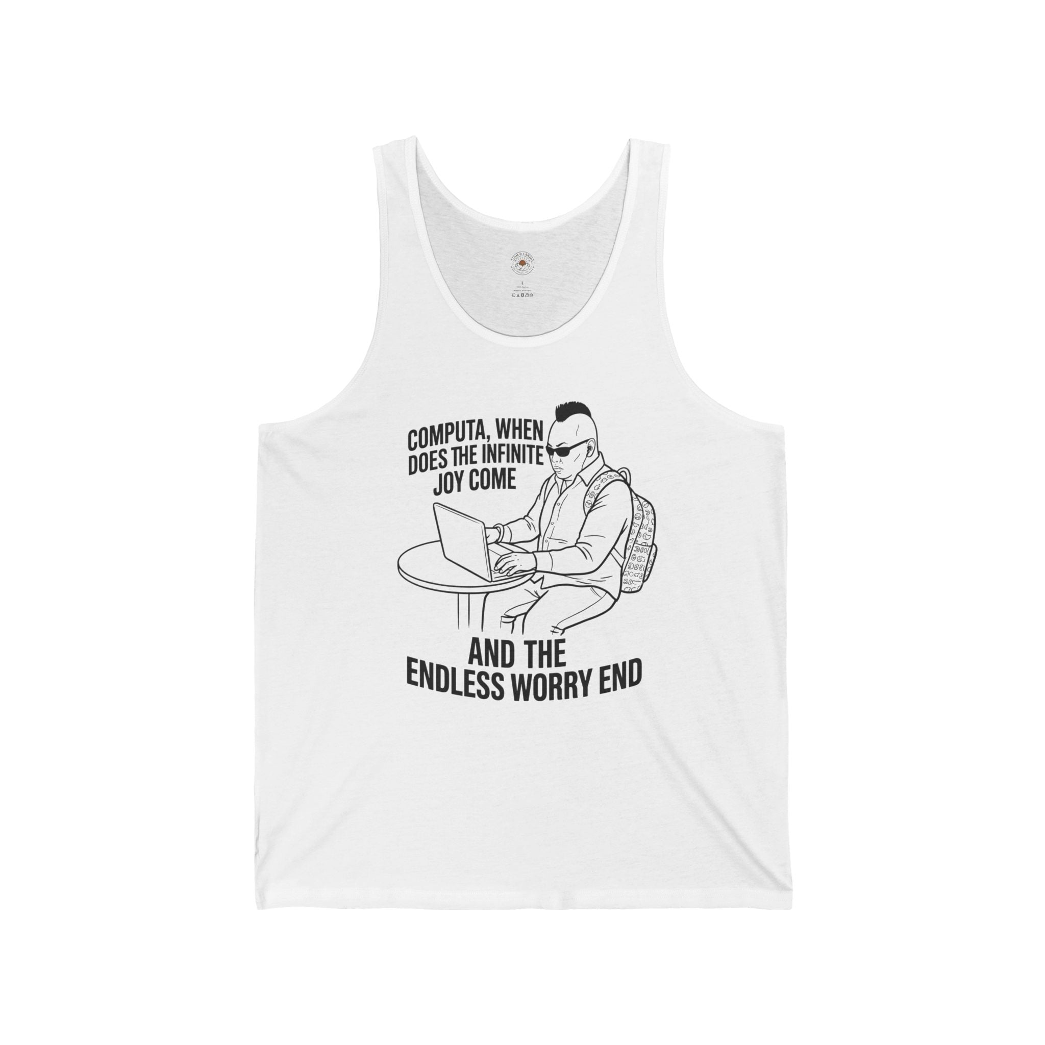"Computa, When Does the Infinite Joy Come" Funny Meme Men/Unisex Graphic Tank