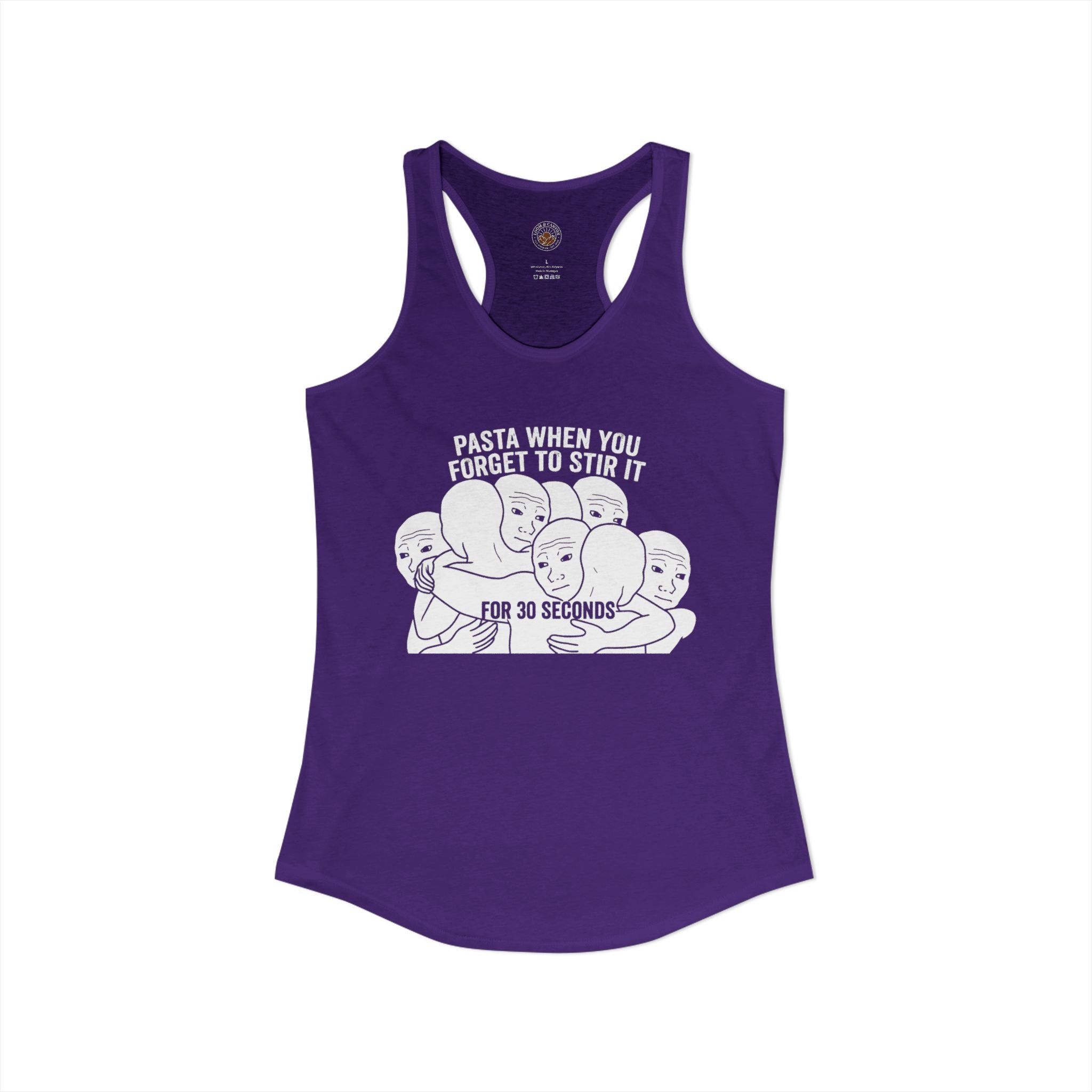 "Pasta When You Forget To Stir It For 30 Seconds" Funny Meme Women's Graphic Racerback Tank