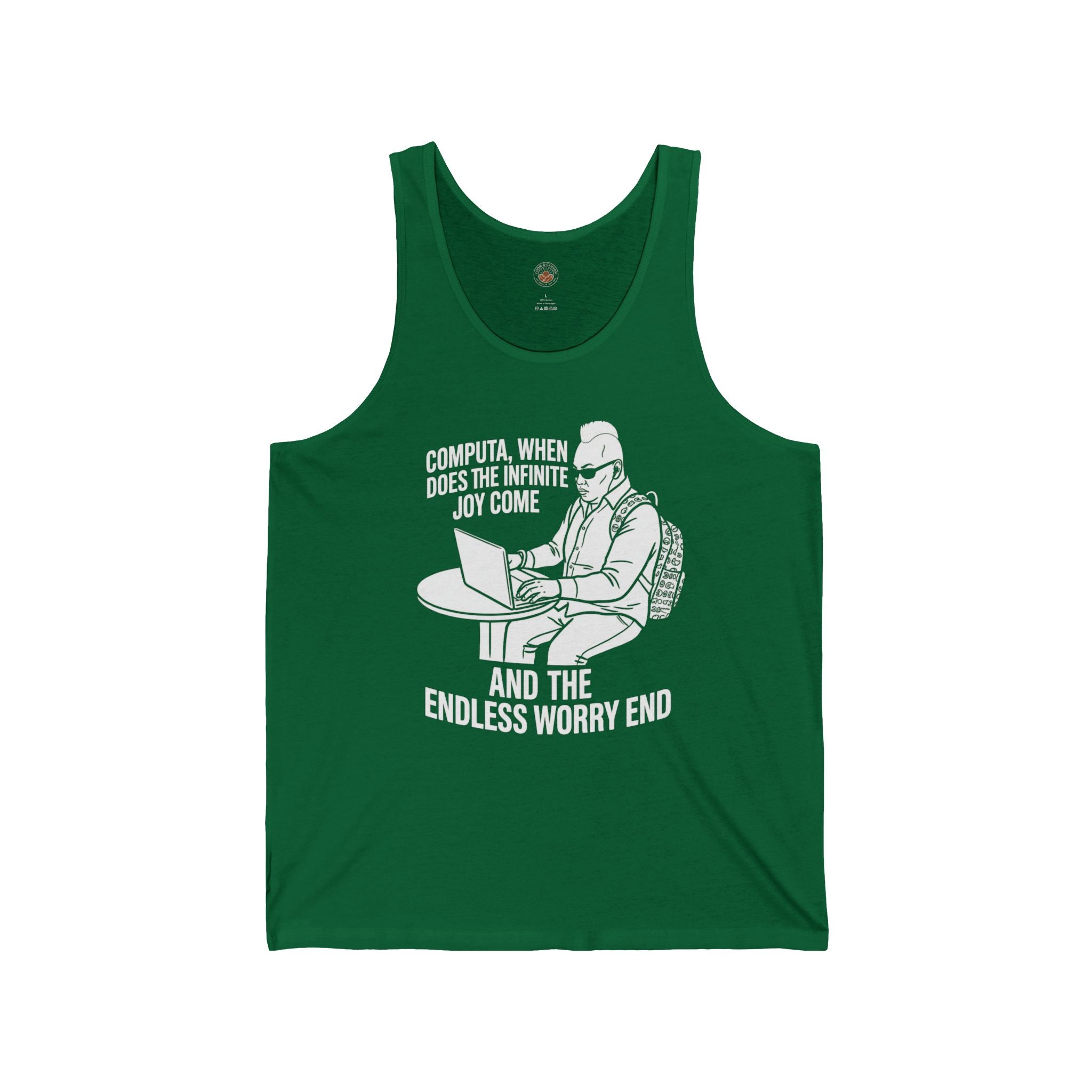 "Computa, When Does the Infinite Joy Come" Funny Meme Men/Unisex Graphic Tank