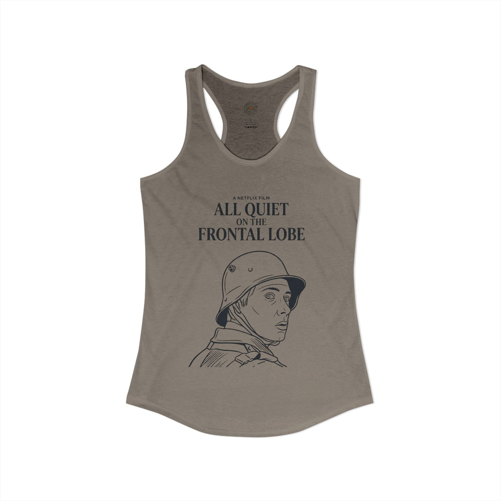 "All Quiet On The Frontal Lobe" Funny Meme Women's Graphic Racerback Tank