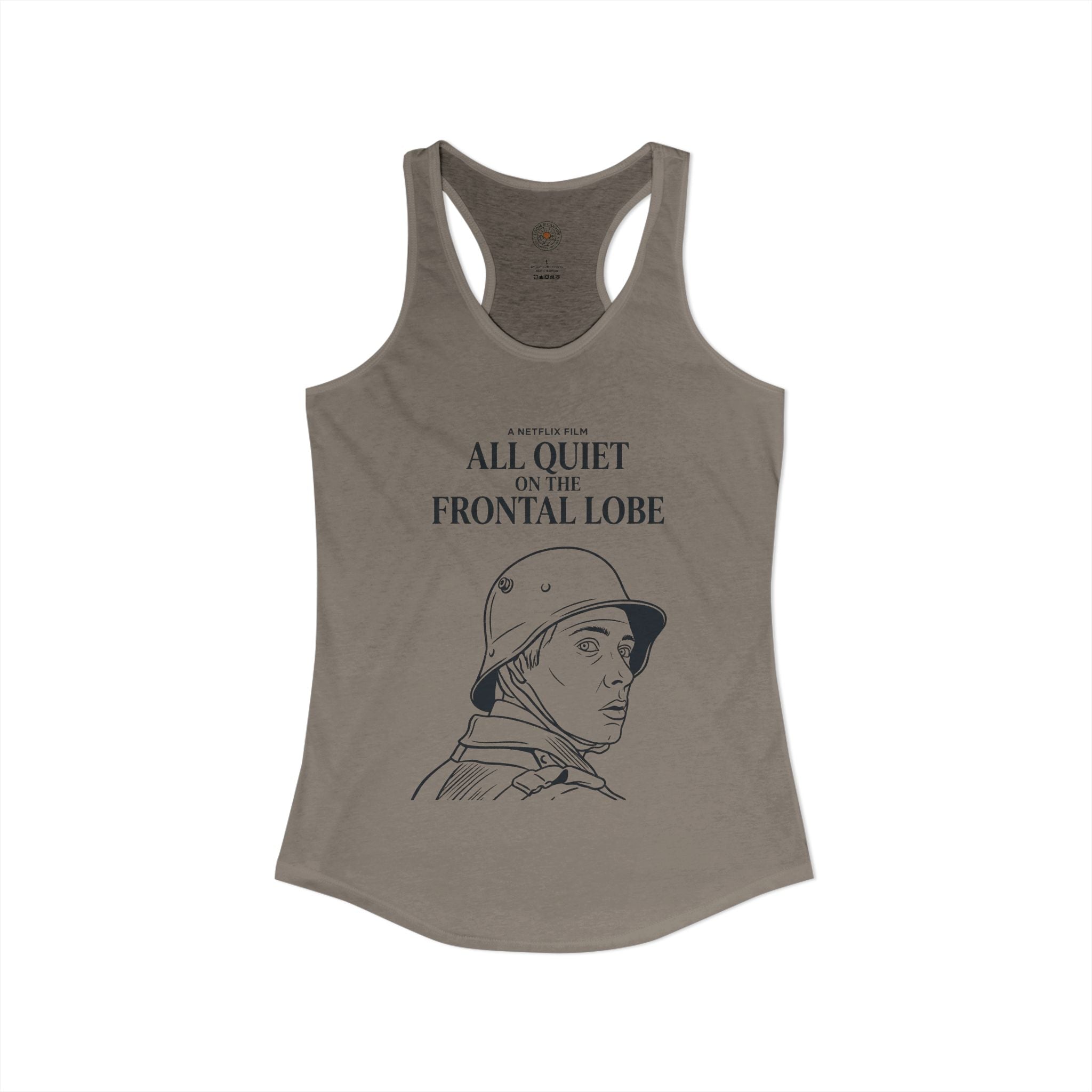 "All Quiet On The Frontal Lobe" Funny Meme Women's Graphic Racerback Tank