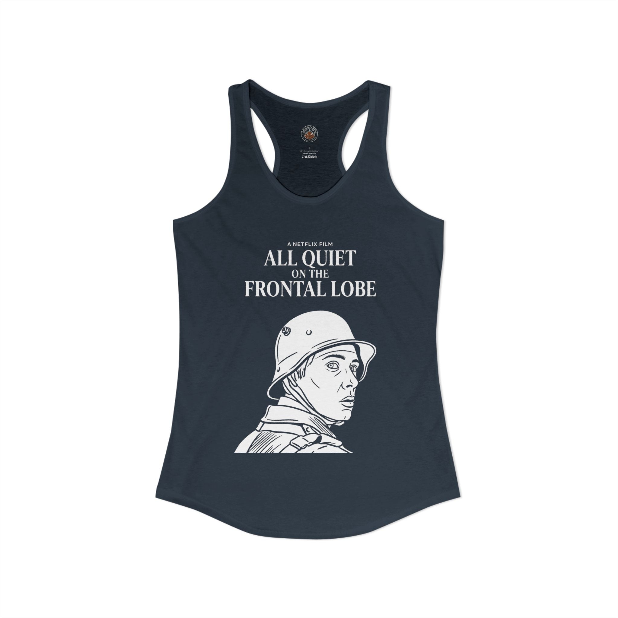 "All Quiet On The Frontal Lobe" Funny Meme Women's Graphic Racerback Tank