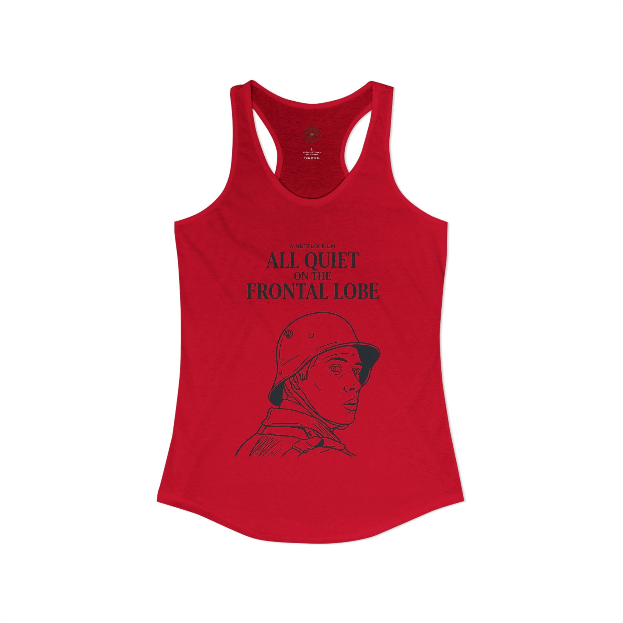 "All Quiet On The Frontal Lobe" Funny Meme Women's Graphic Racerback Tank