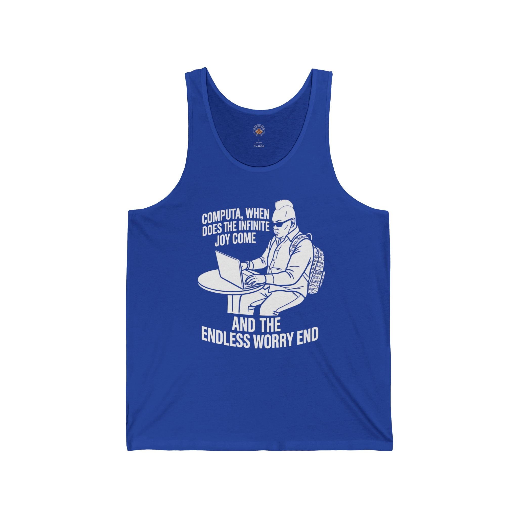 "Computa, When Does the Infinite Joy Come" Funny Meme Men/Unisex Graphic Tank