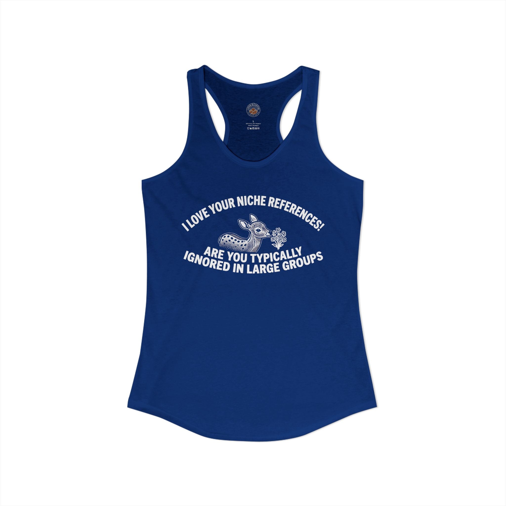 "Are you Typically Ignored In Large Groups" Funny Meme Women's Graphic Racerback Tank