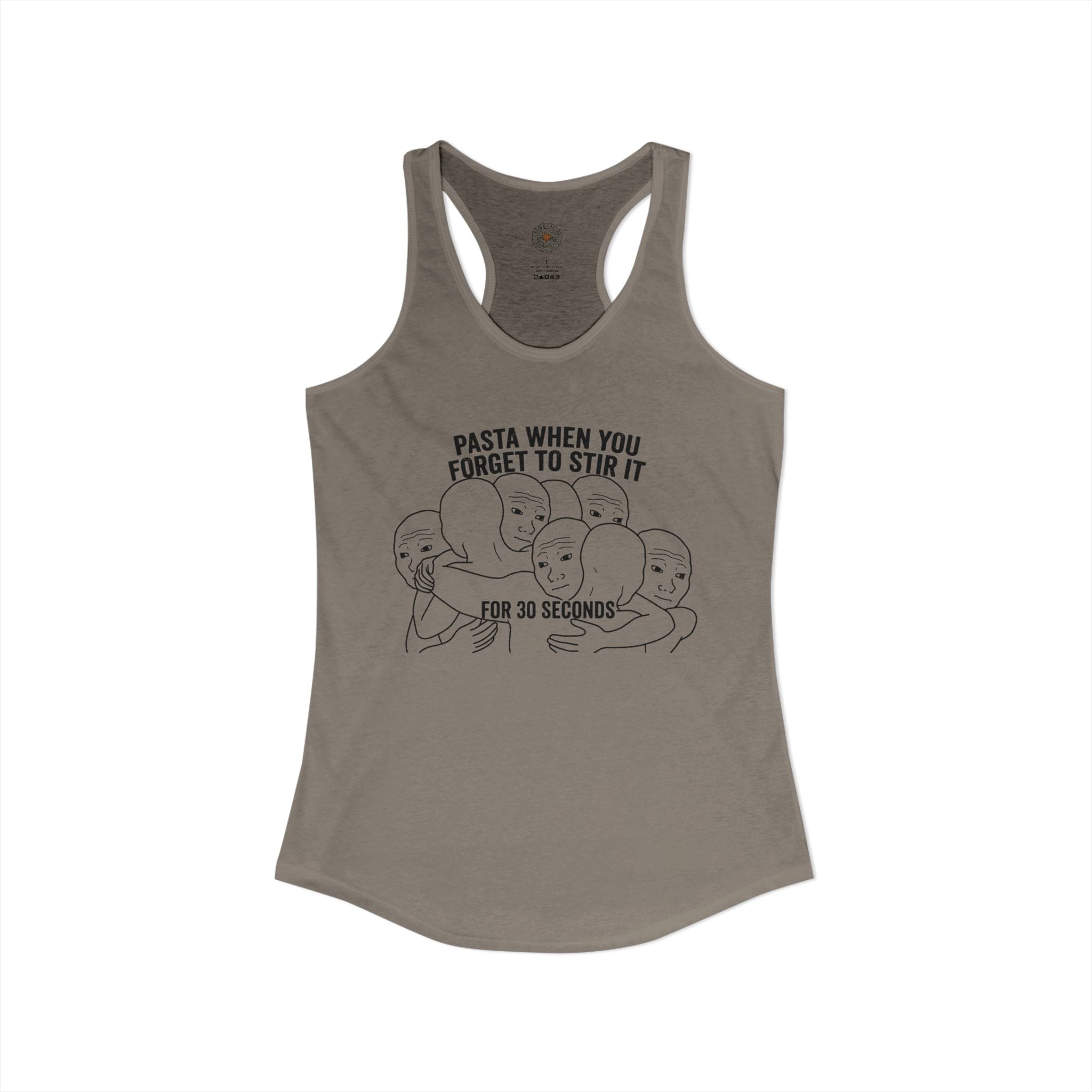 "Pasta When You Forget To Stir It For 30 Seconds" Funny Meme Women's Graphic Racerback Tank