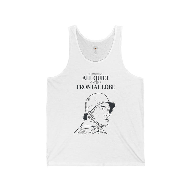 “All Quiet On The Frontal Lobe” Funny Meme Men/Unisex Graphic Tank