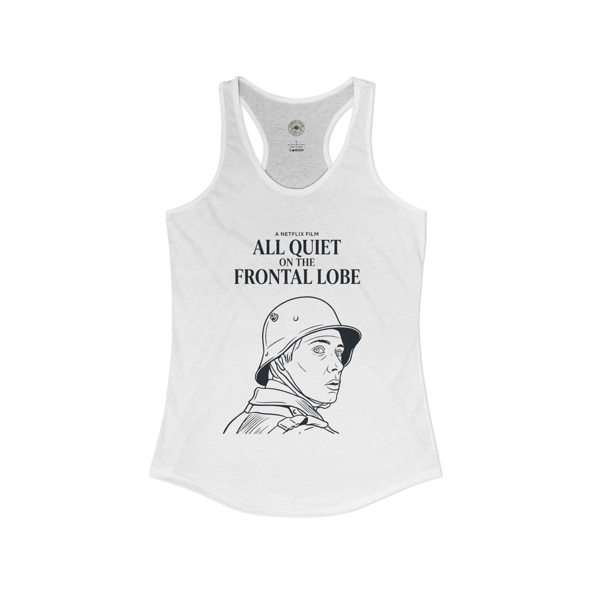 "All Quiet On The Frontal Lobe" Funny Meme Women's Graphic Racerback Tank