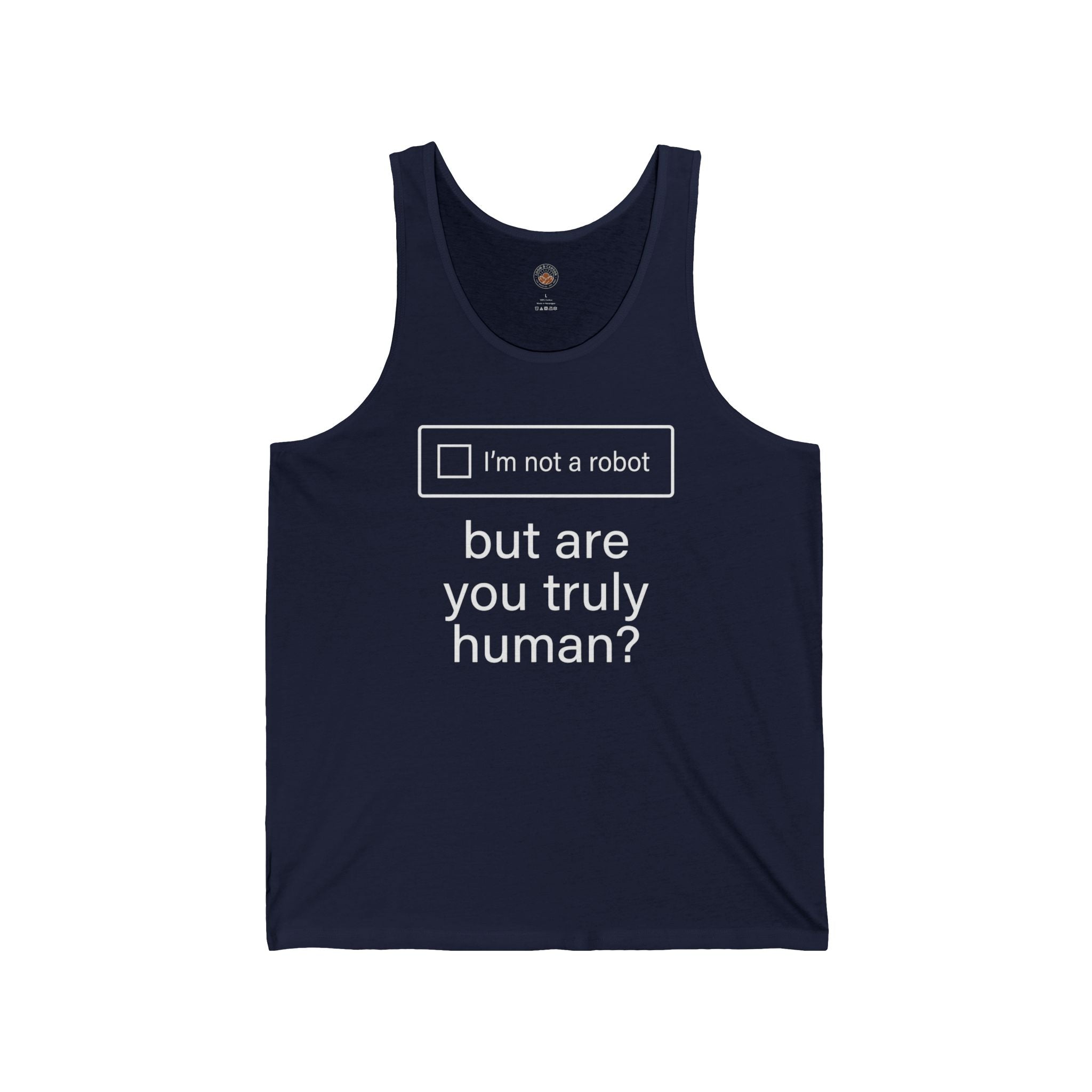 "But Are You Truly Human?" Meme Men/Unisex Graphic Tank