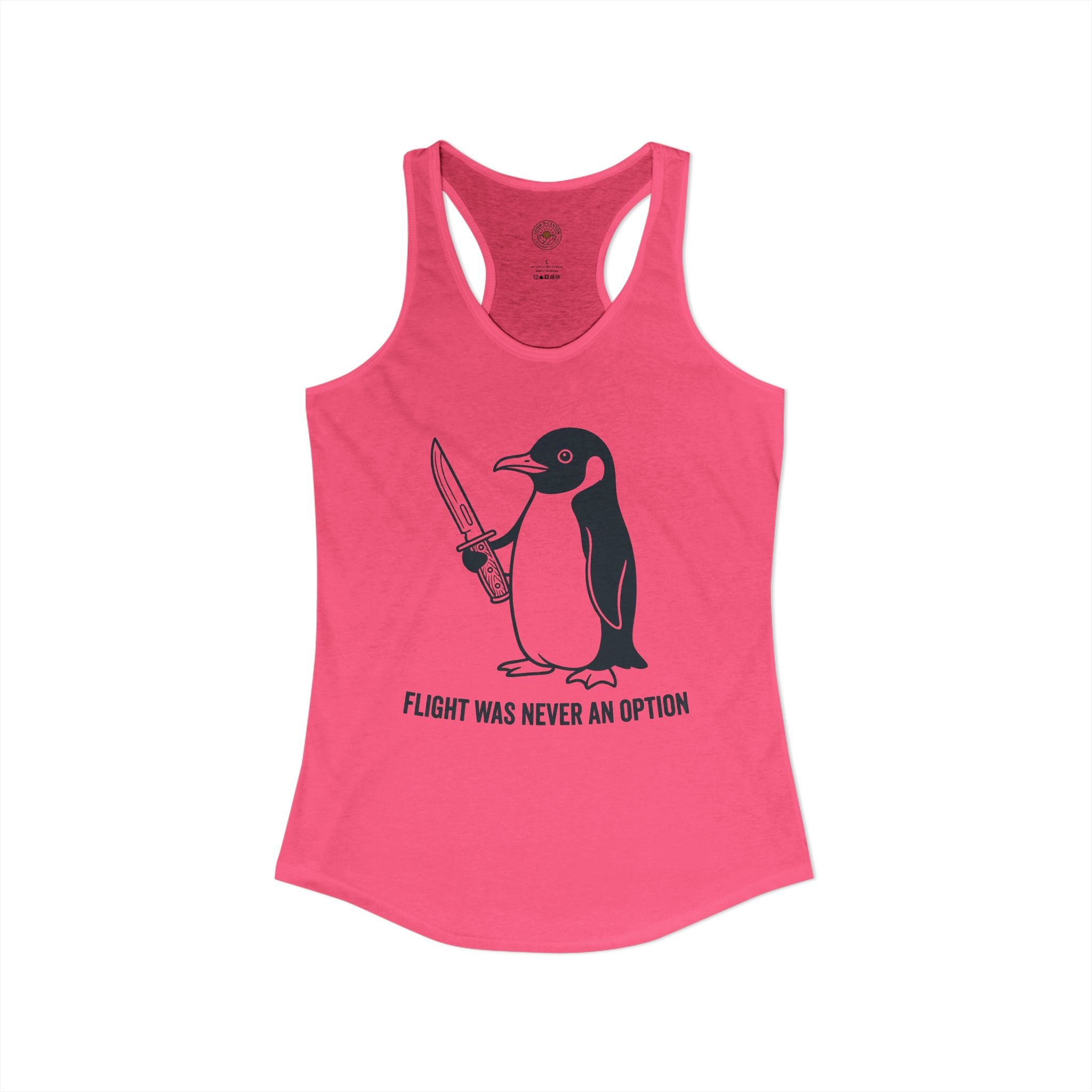 "Flight Was Never An Option" Funny Meme Women's Graphic Racerback Tank