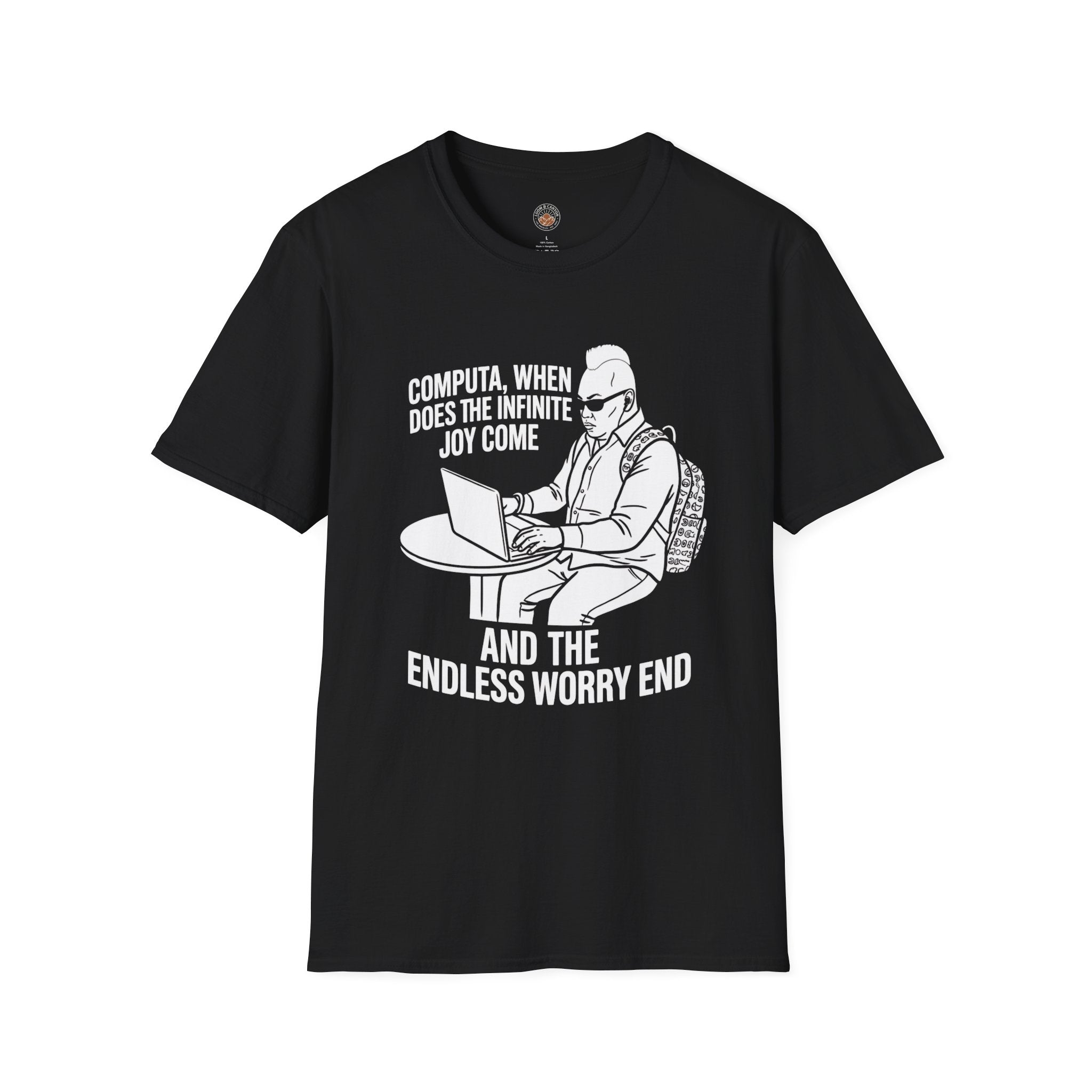 “Computa, When Does the Infinite Joy Come” Funny Meme Men/Unisex Graphic T-Shirt