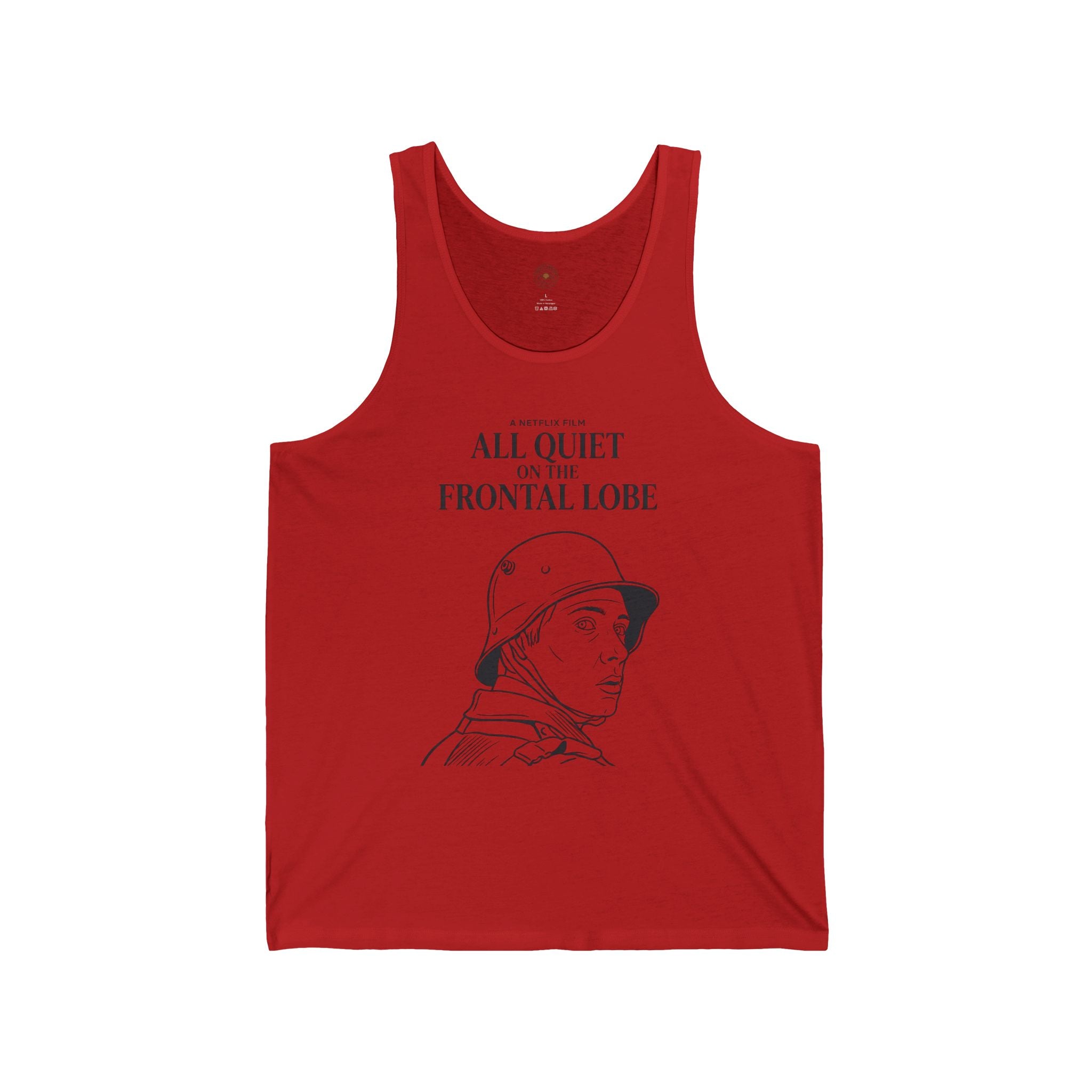 “All Quiet On The Frontal Lobe” Funny Meme Men/Unisex Graphic Tank