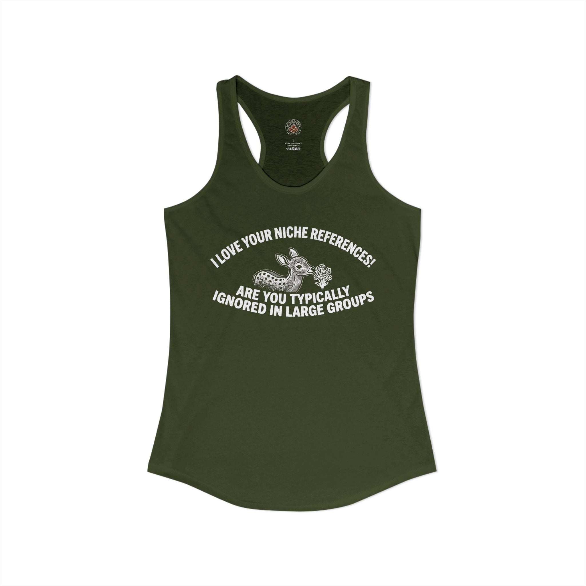 "Are you Typically Ignored In Large Groups" Funny Meme Women's Graphic Racerback Tank