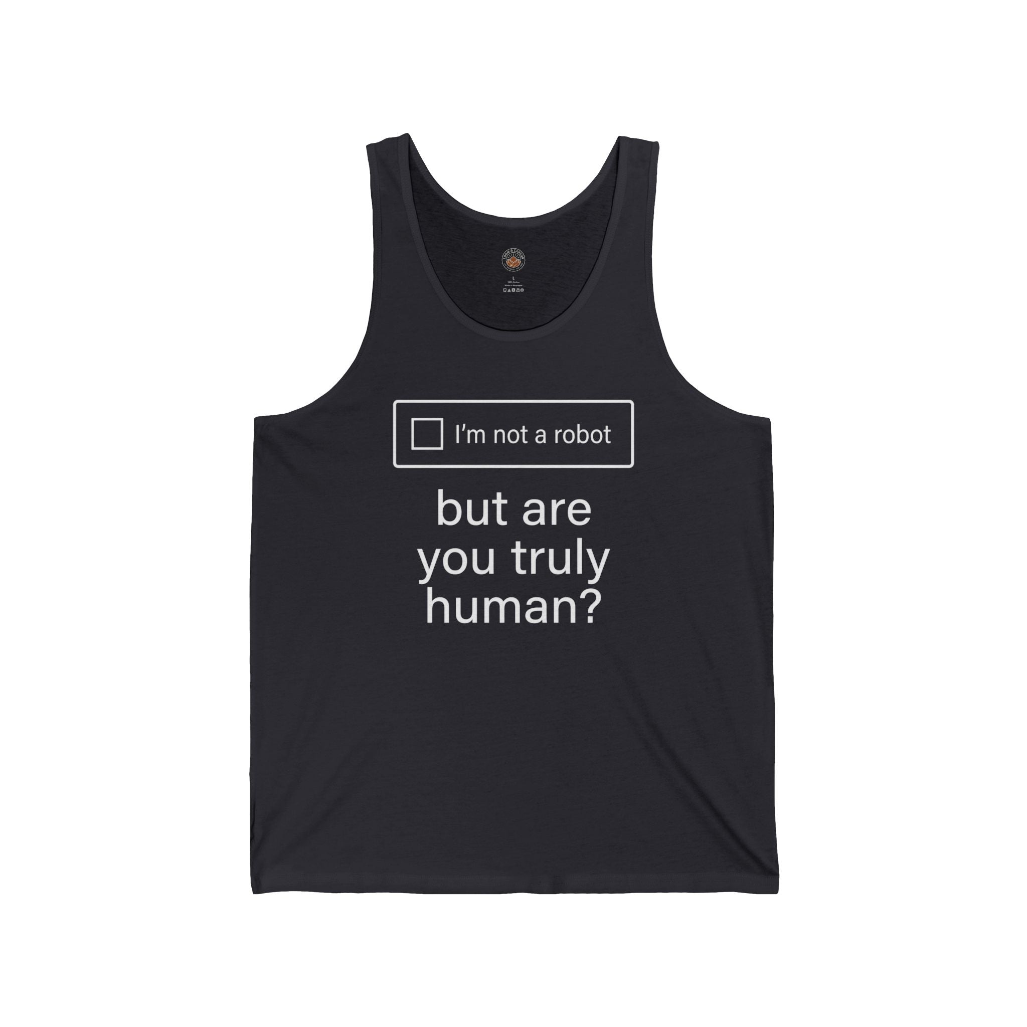 "But Are You Truly Human?" Meme Men/Unisex Graphic Tank