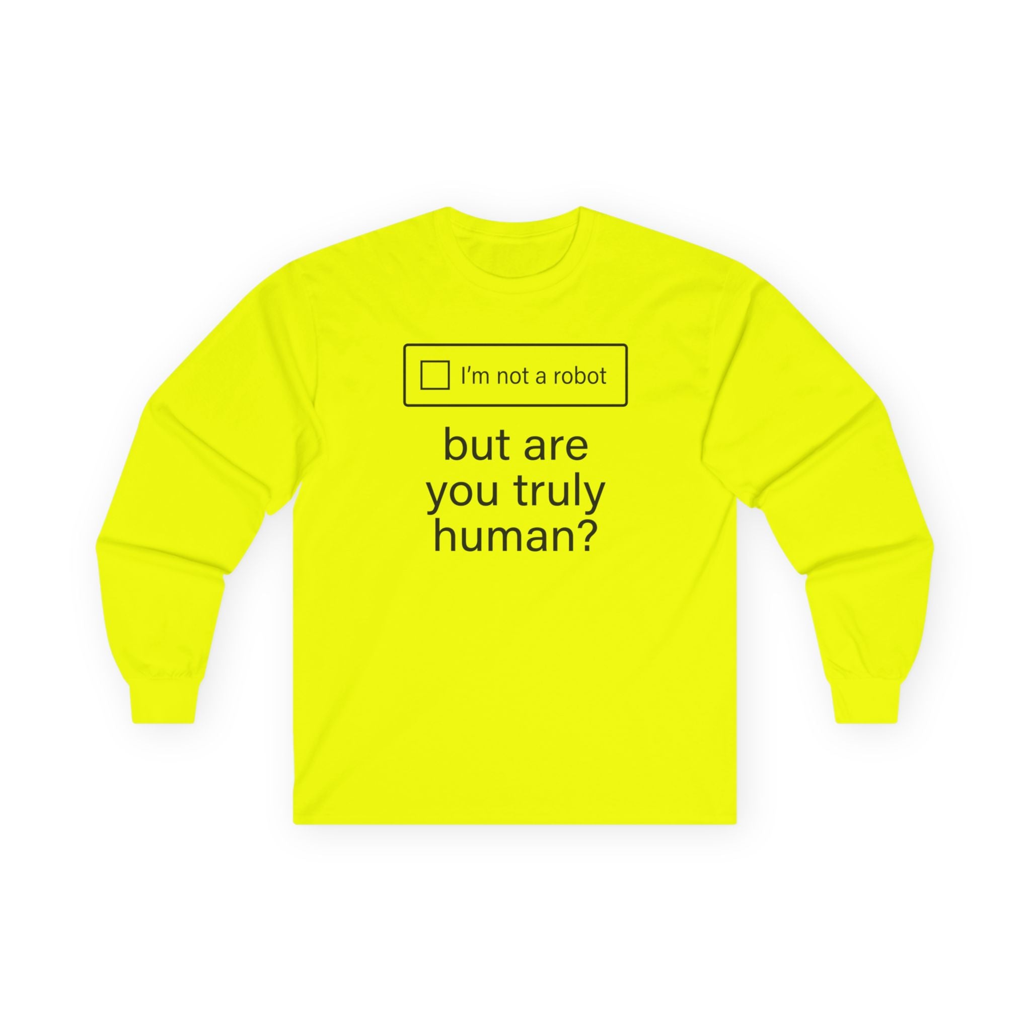 "But Are You Truly Human?" Meme Men/Unisex Graphic Long Sleeve T-Shirt