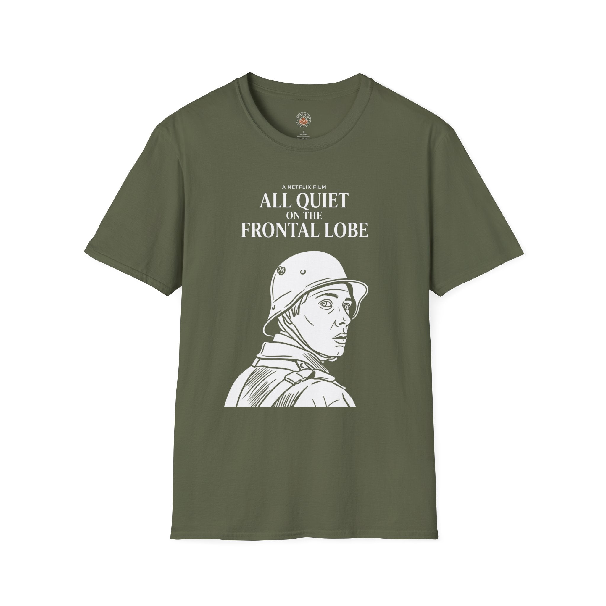 "All Quiet On The Frontal Lobe" Funny Meme Men/Unisex Graphic T-Shirt