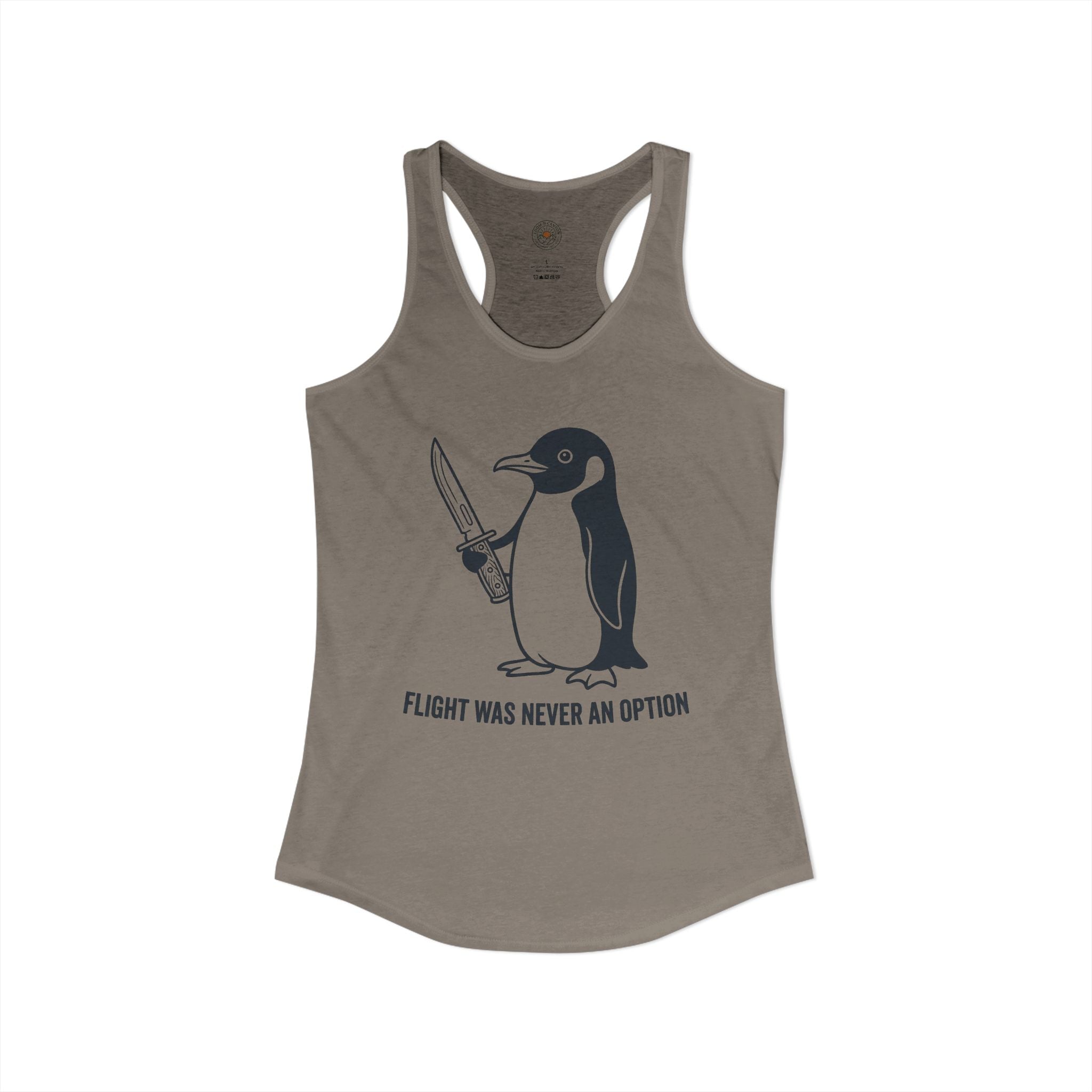 "Flight Was Never An Option" Funny Meme Women's Graphic Racerback Tank