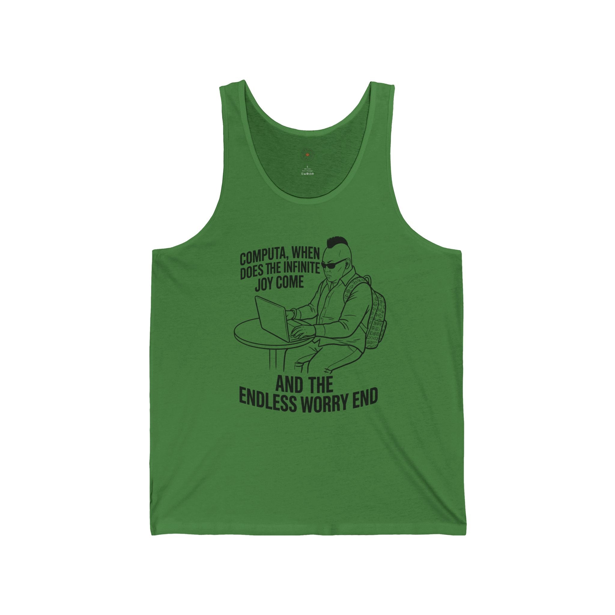 "Computa, When Does the Infinite Joy Come" Funny Meme Men/Unisex Graphic Tank
