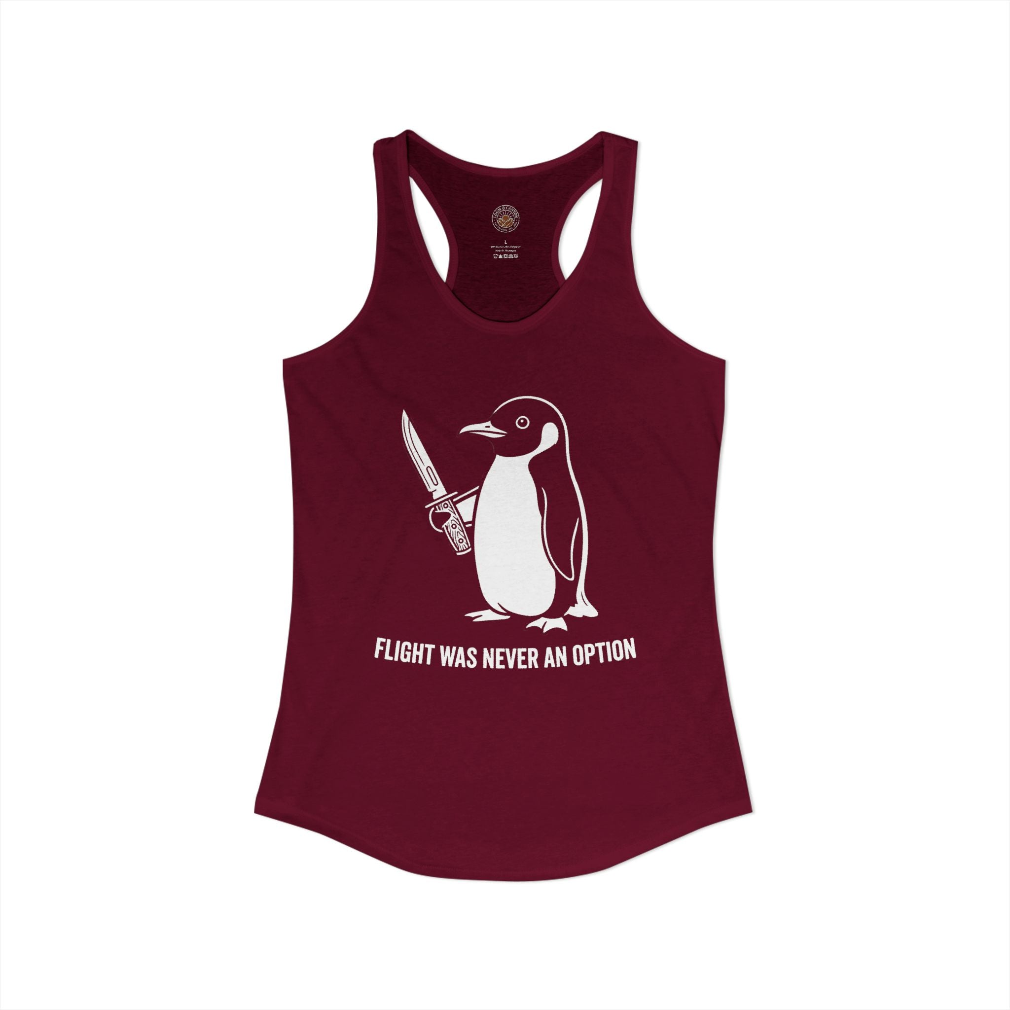 "Flight Was Never An Option" Funny Meme Women's Graphic Racerback Tank