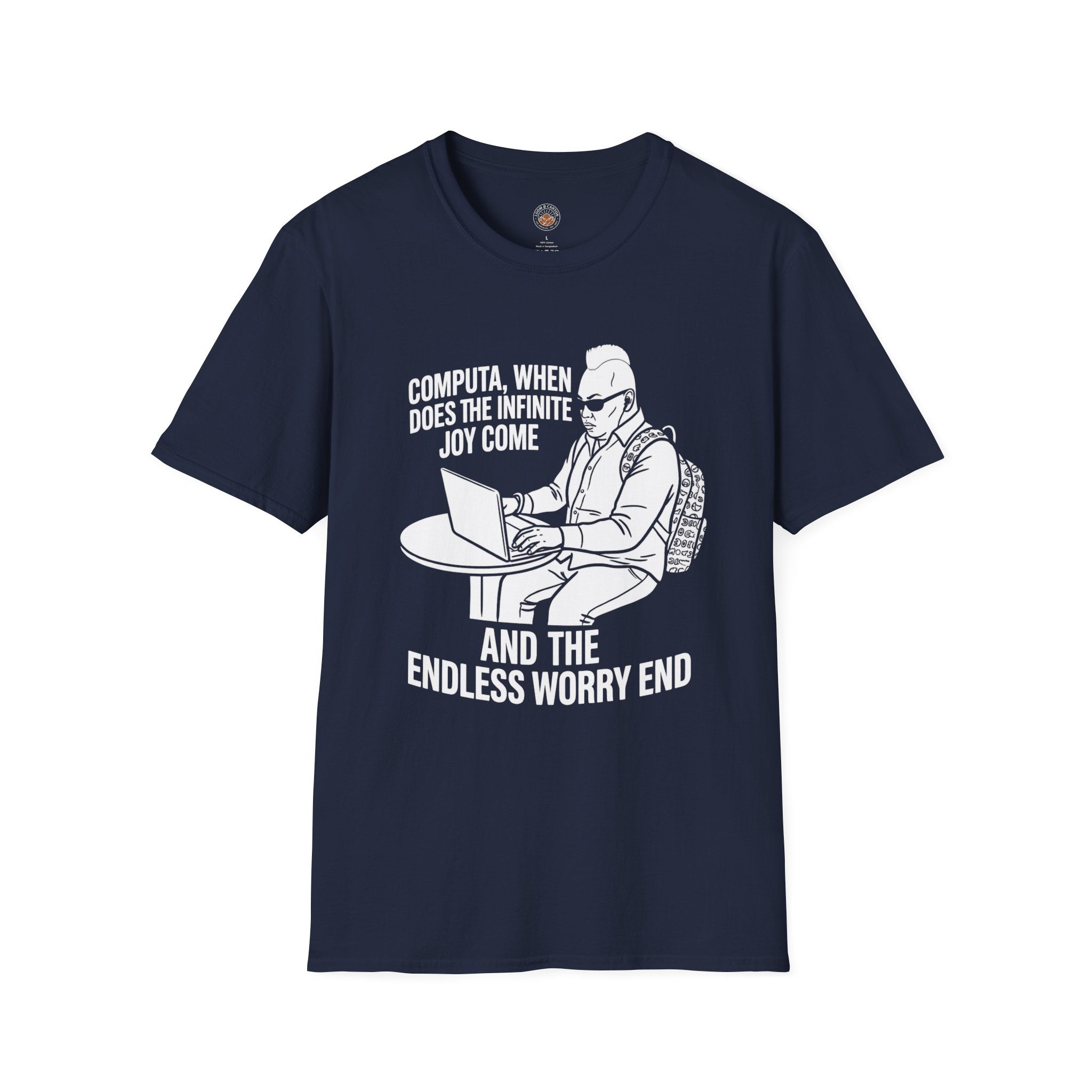 “Computa, When Does the Infinite Joy Come” Funny Meme Men/Unisex Graphic T-Shirt