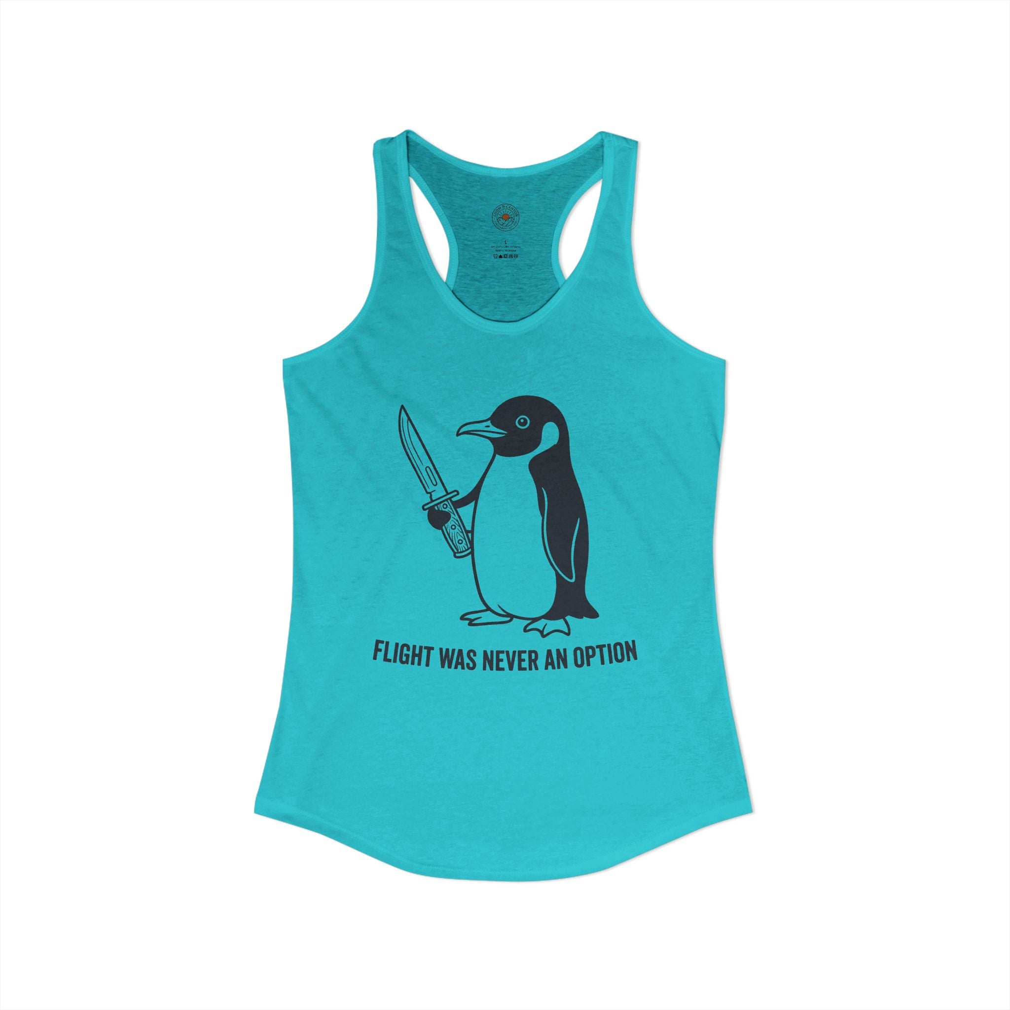 "Flight Was Never An Option" Funny Meme Women's Graphic Racerback Tank