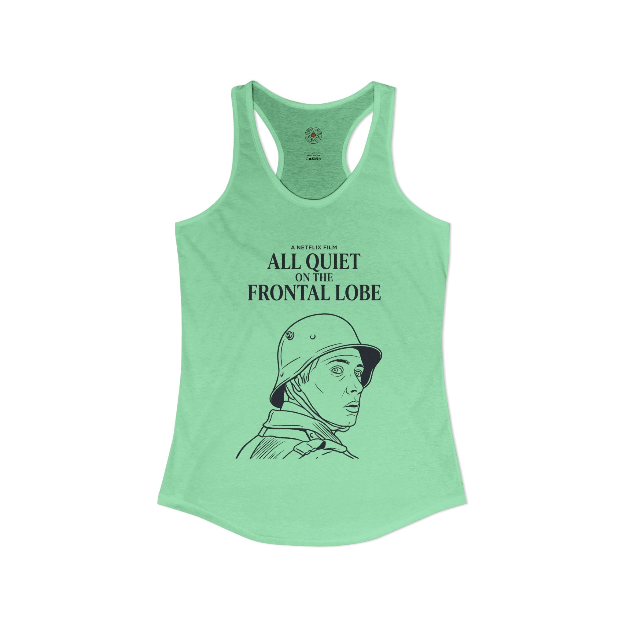 "All Quiet On The Frontal Lobe" Funny Meme Women's Graphic Racerback Tank