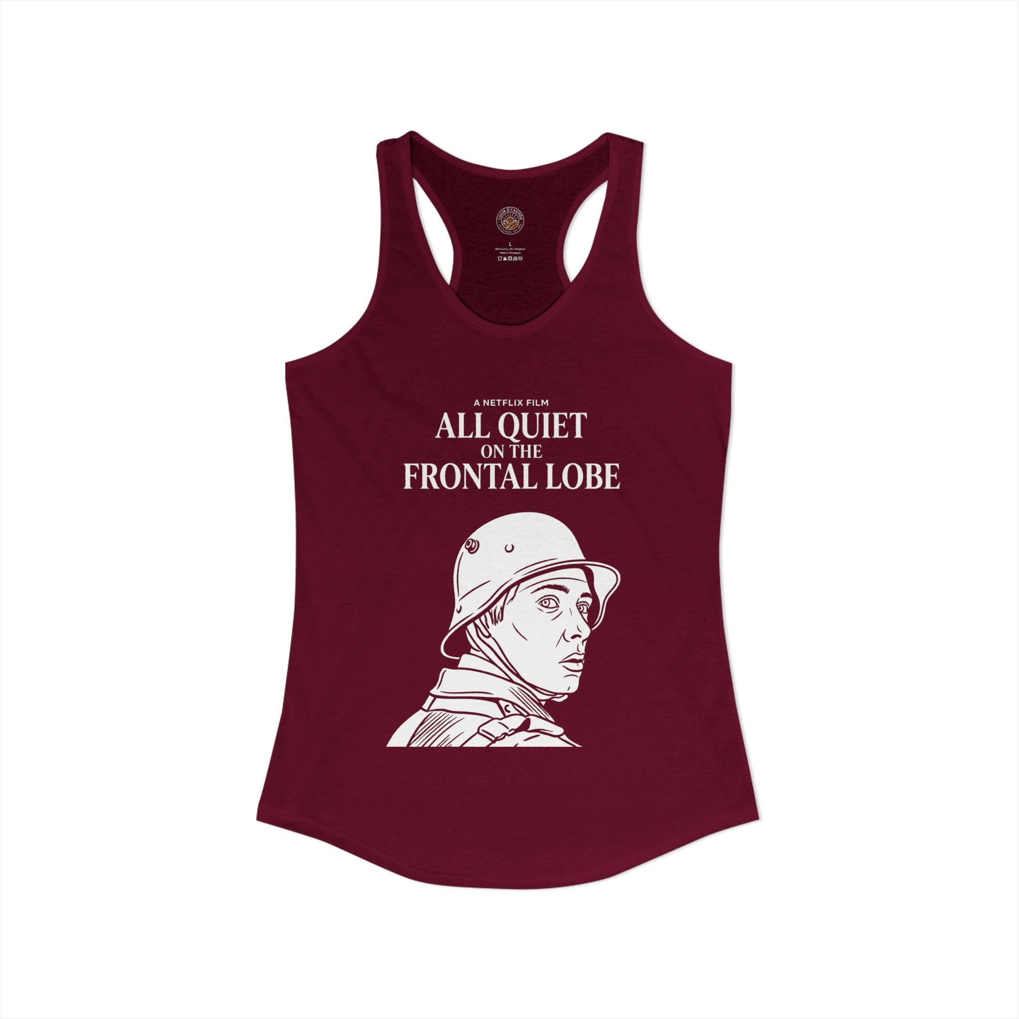 "All Quiet On The Frontal Lobe" Funny Meme Women's Graphic Racerback Tank