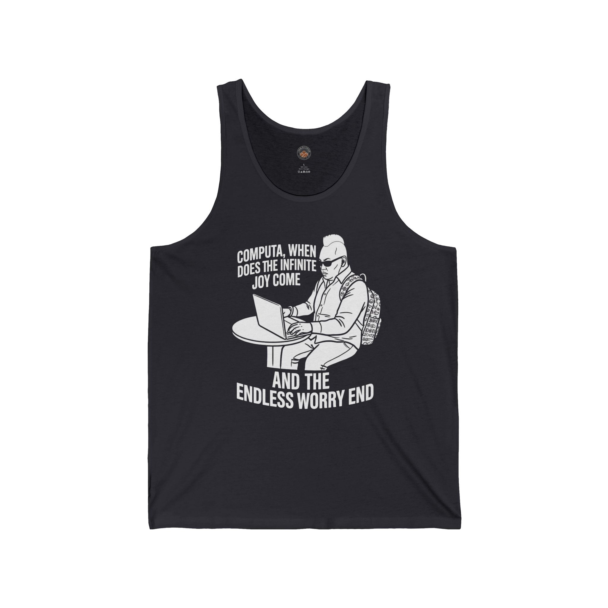 "Computa, When Does the Infinite Joy Come" Funny Meme Men/Unisex Graphic Tank