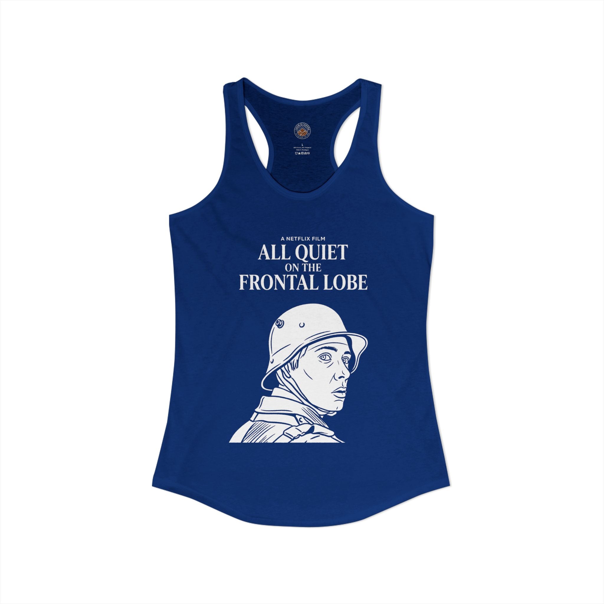 "All Quiet On The Frontal Lobe" Funny Meme Women's Graphic Racerback Tank
