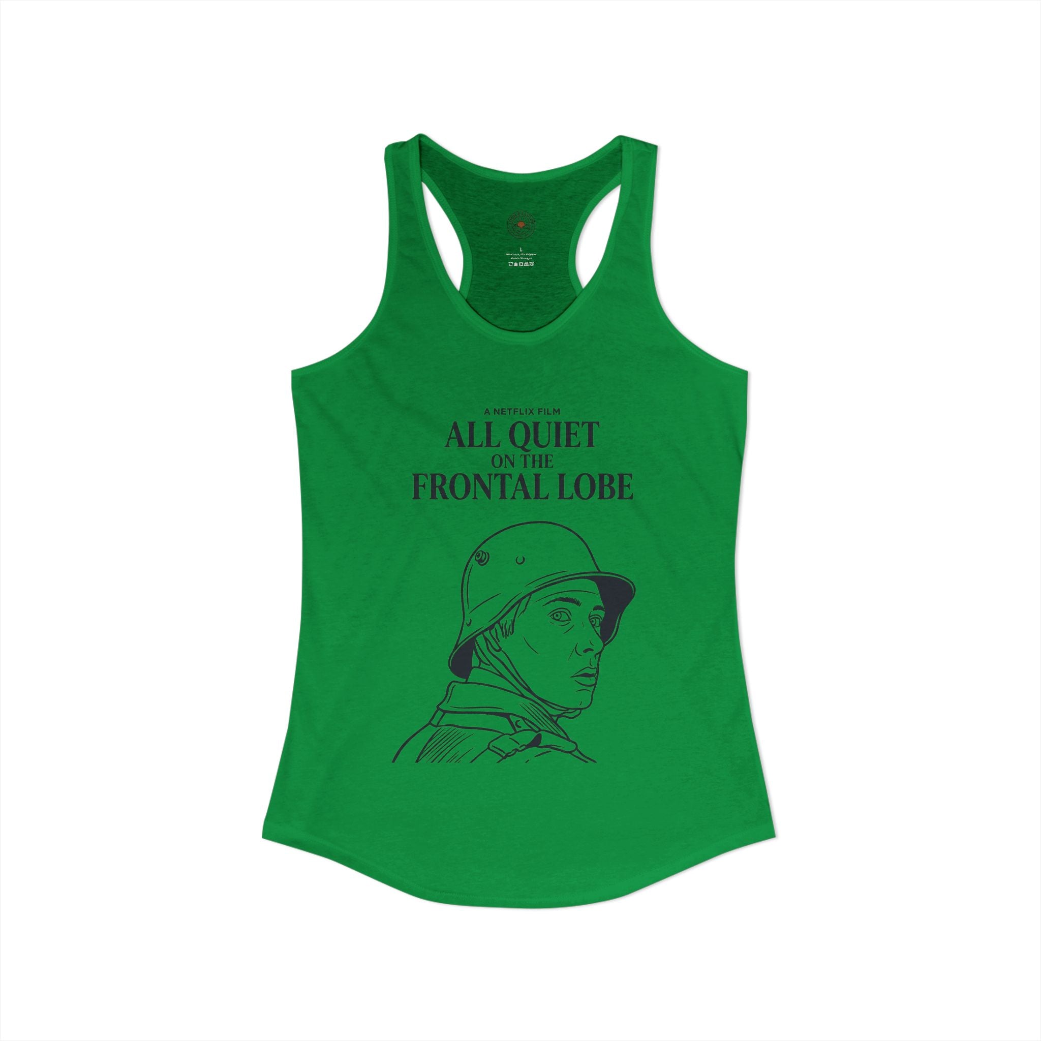 "All Quiet On The Frontal Lobe" Funny Meme Women's Graphic Racerback Tank