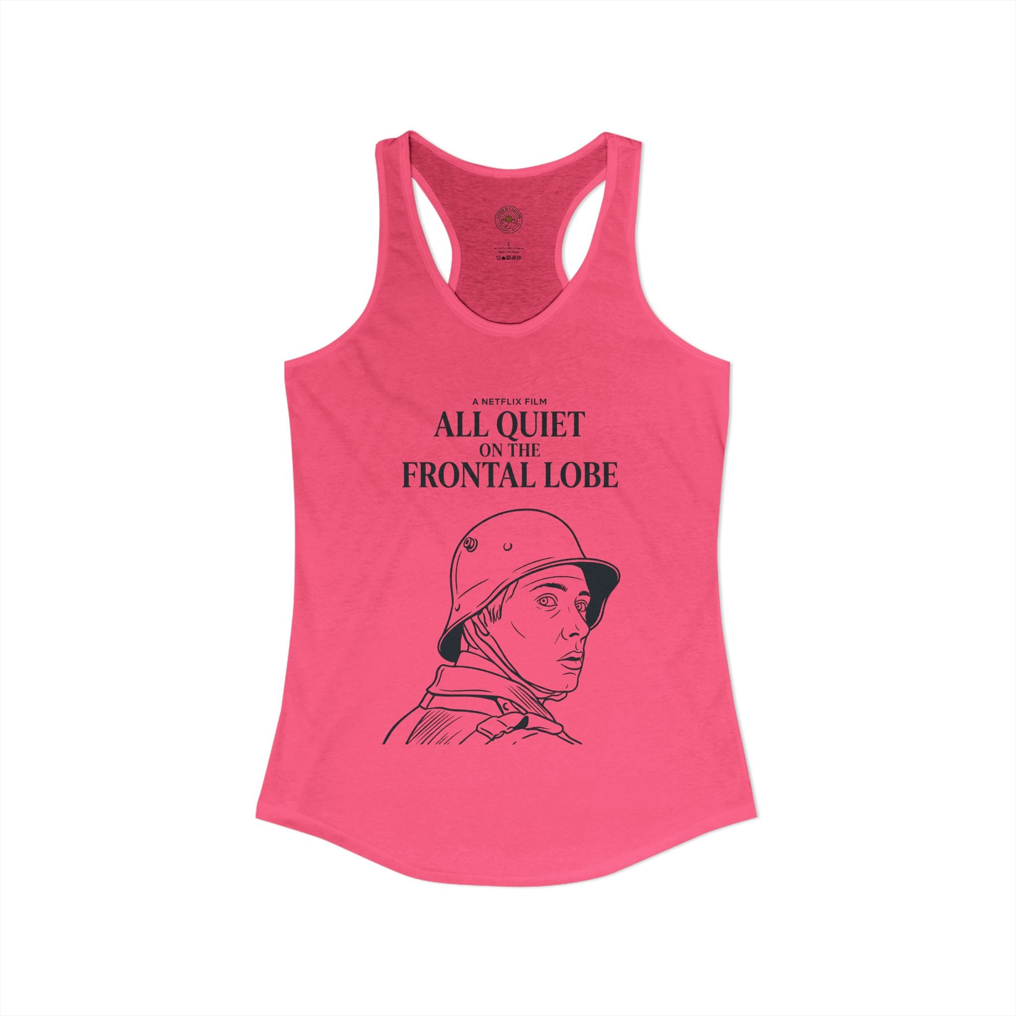 "All Quiet On The Frontal Lobe" Funny Meme Women's Graphic Racerback Tank