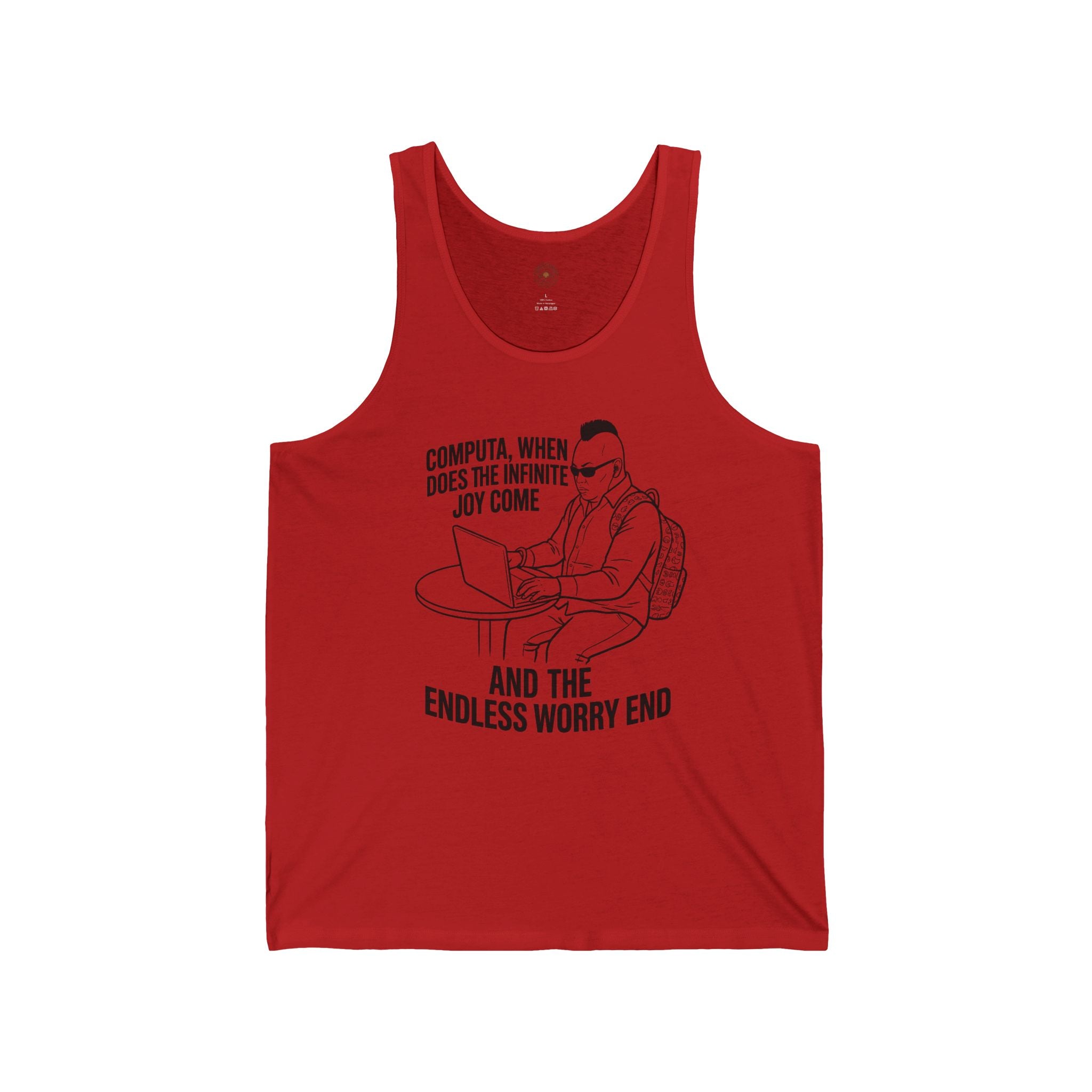 "Computa, When Does the Infinite Joy Come" Funny Meme Men/Unisex Graphic Tank