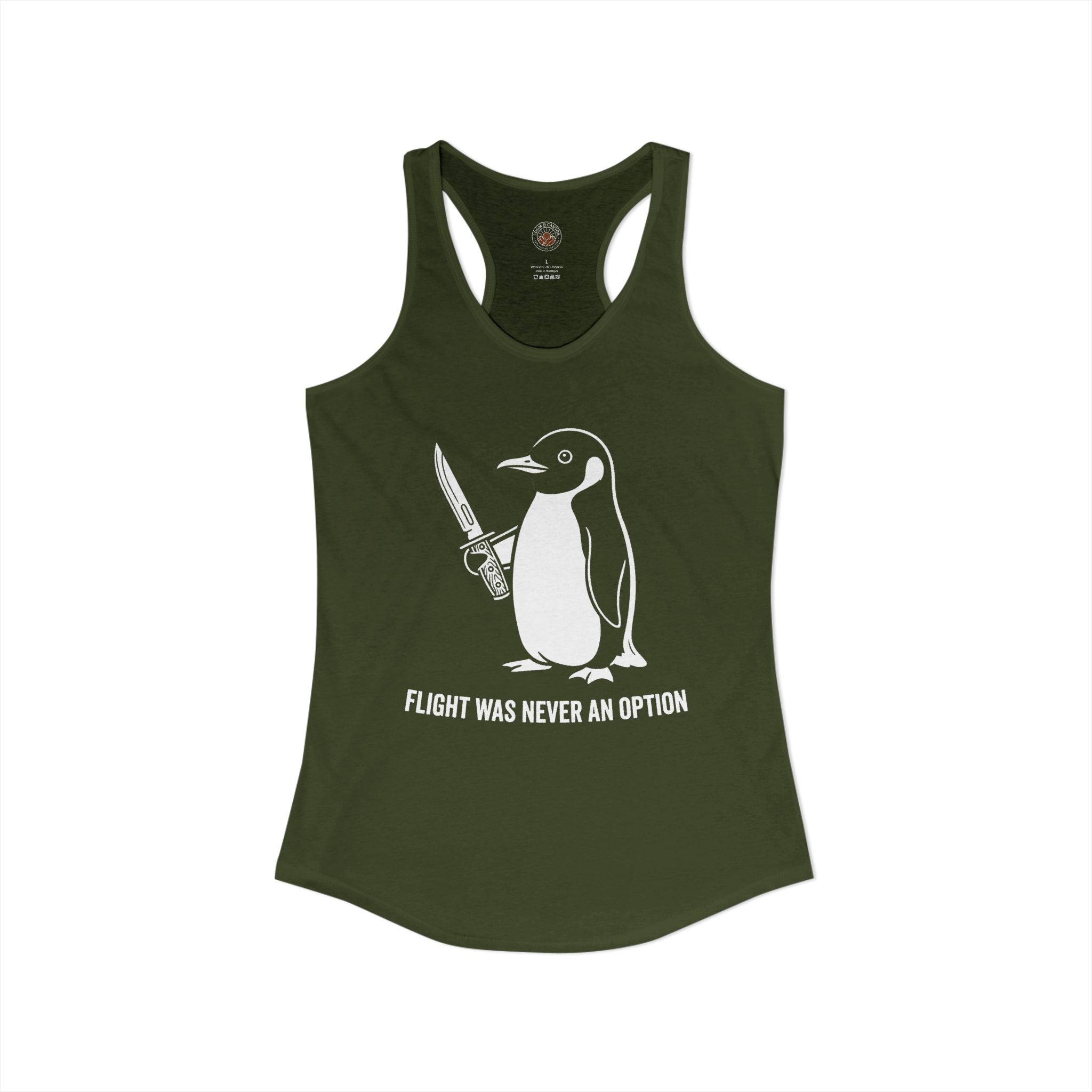 "Flight Was Never An Option" Funny Meme Women's Graphic Racerback Tank