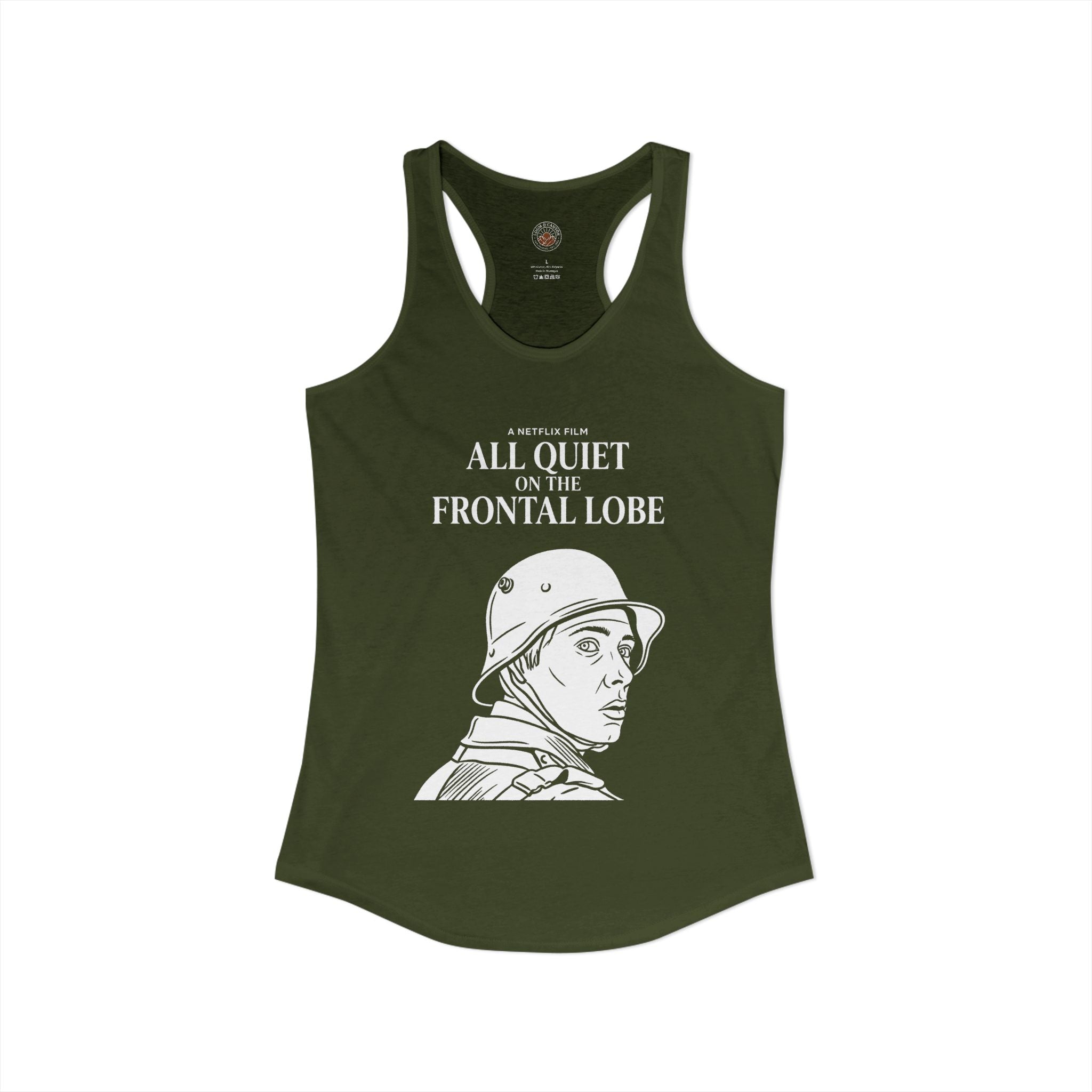 "All Quiet On The Frontal Lobe" Funny Meme Women's Graphic Racerback Tank
