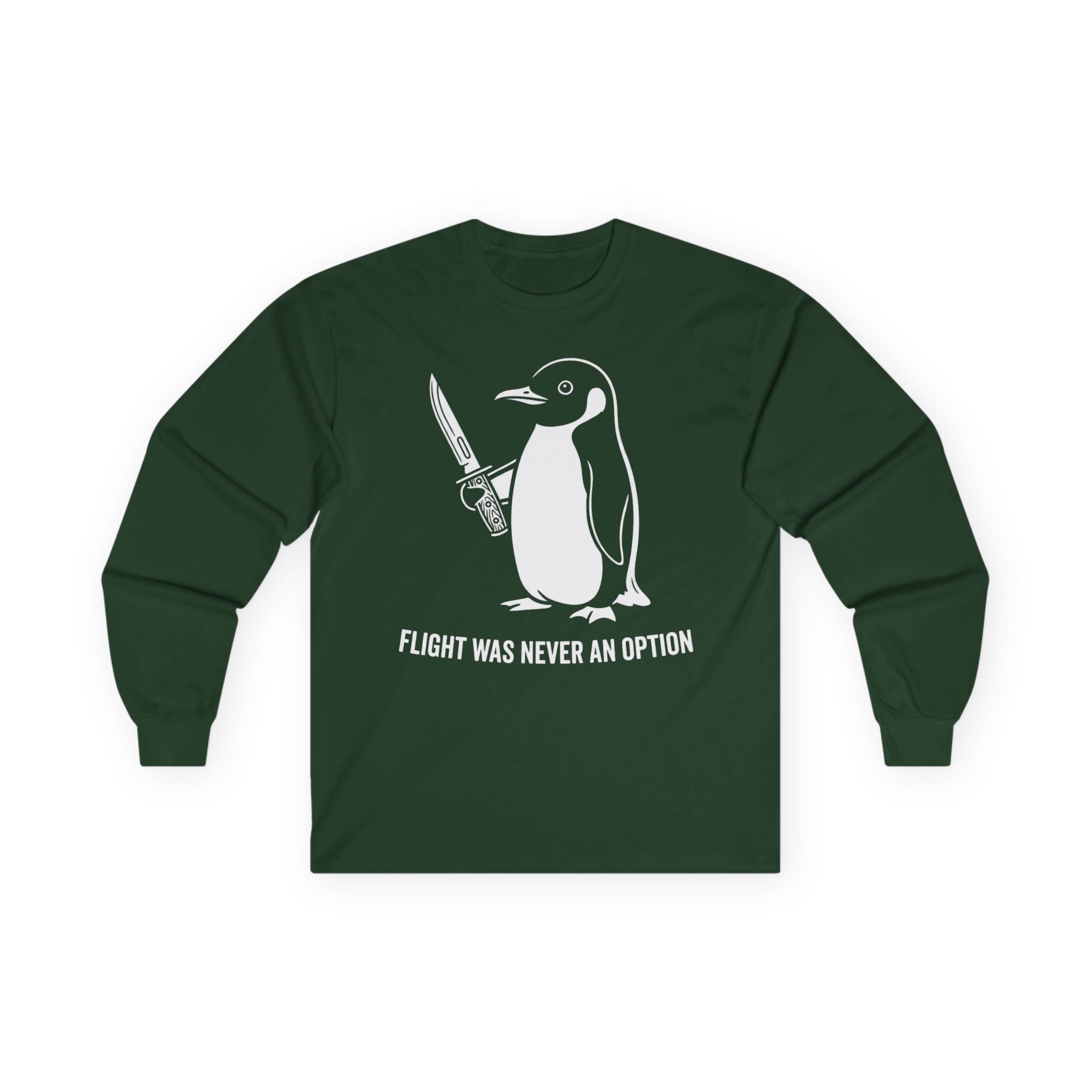 "Flight Was Never An Option" Funny Meme Men/Unisex Graphic Long Sleeve T-Shirt