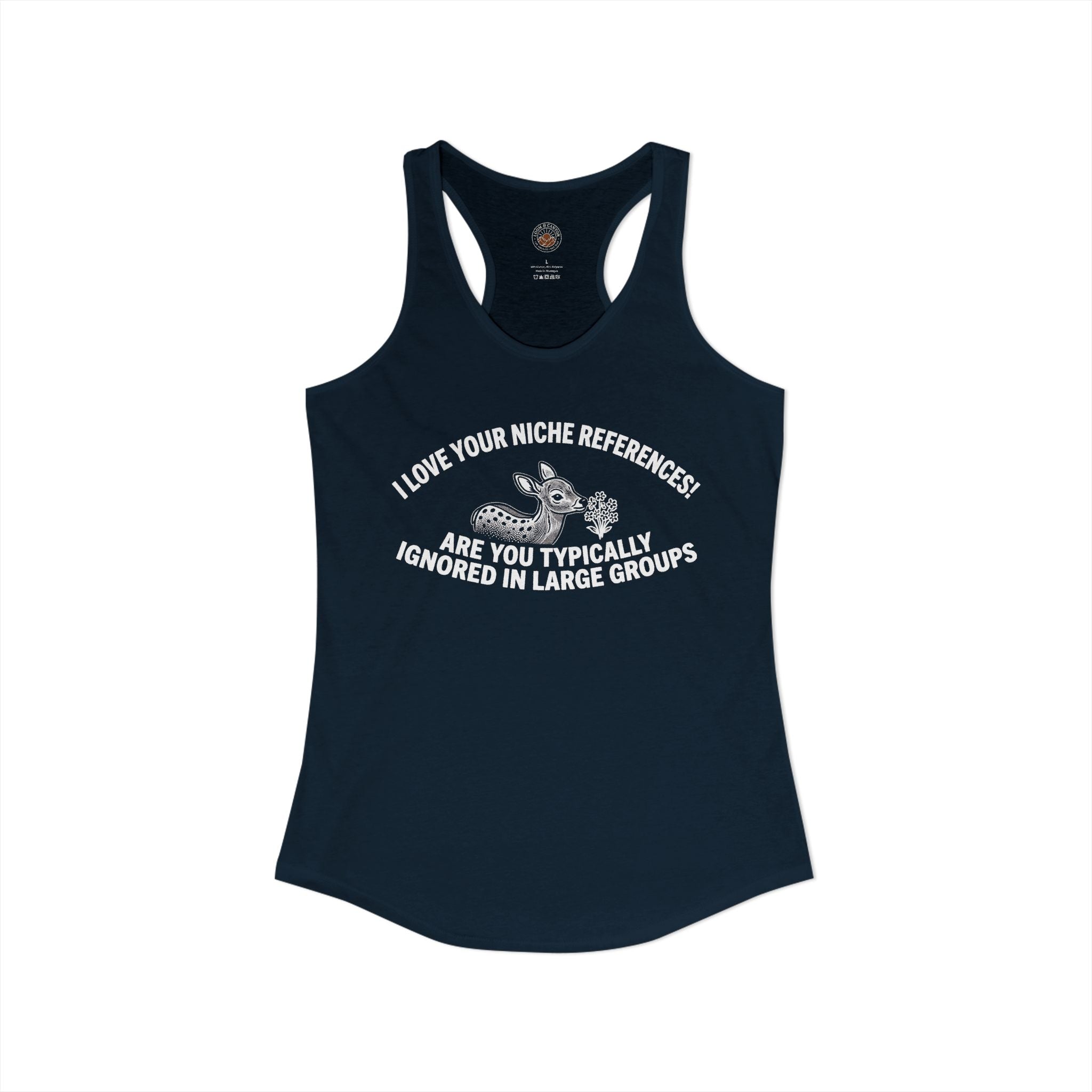 "Are you Typically Ignored In Large Groups" Funny Meme Women's Graphic Racerback Tank