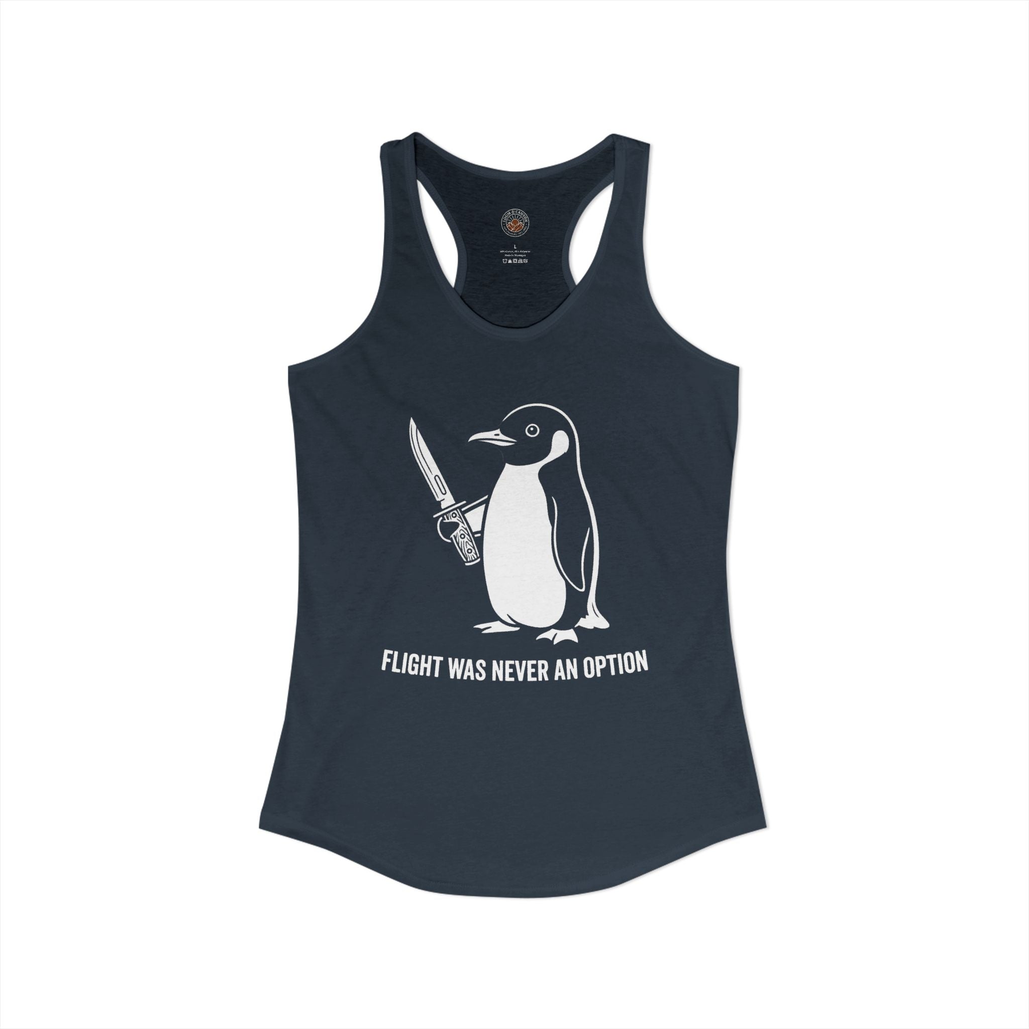 "Flight Was Never An Option" Funny Meme Women's Graphic Racerback Tank