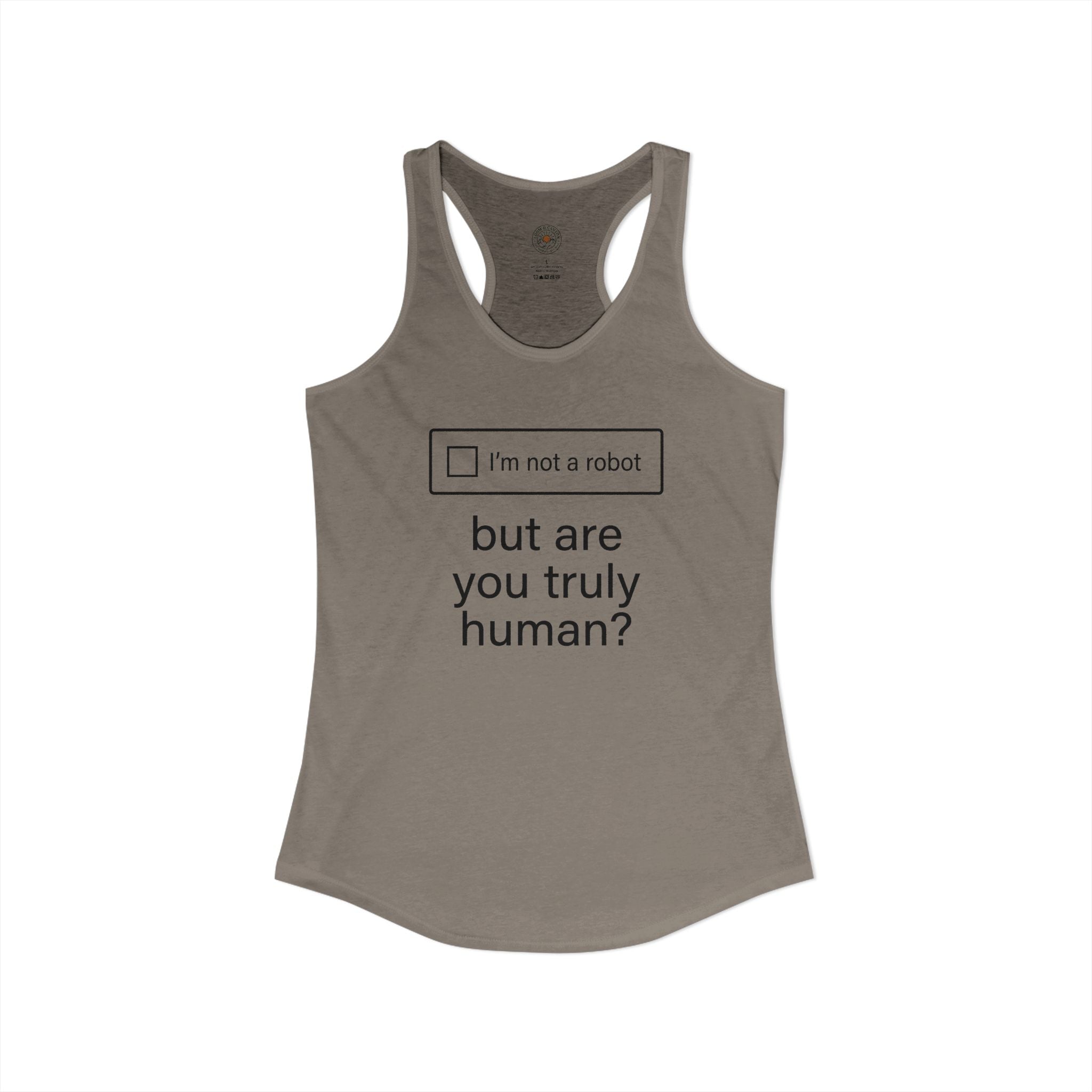 "But Are You Truly Human?" Meme Women's Racerback Tank