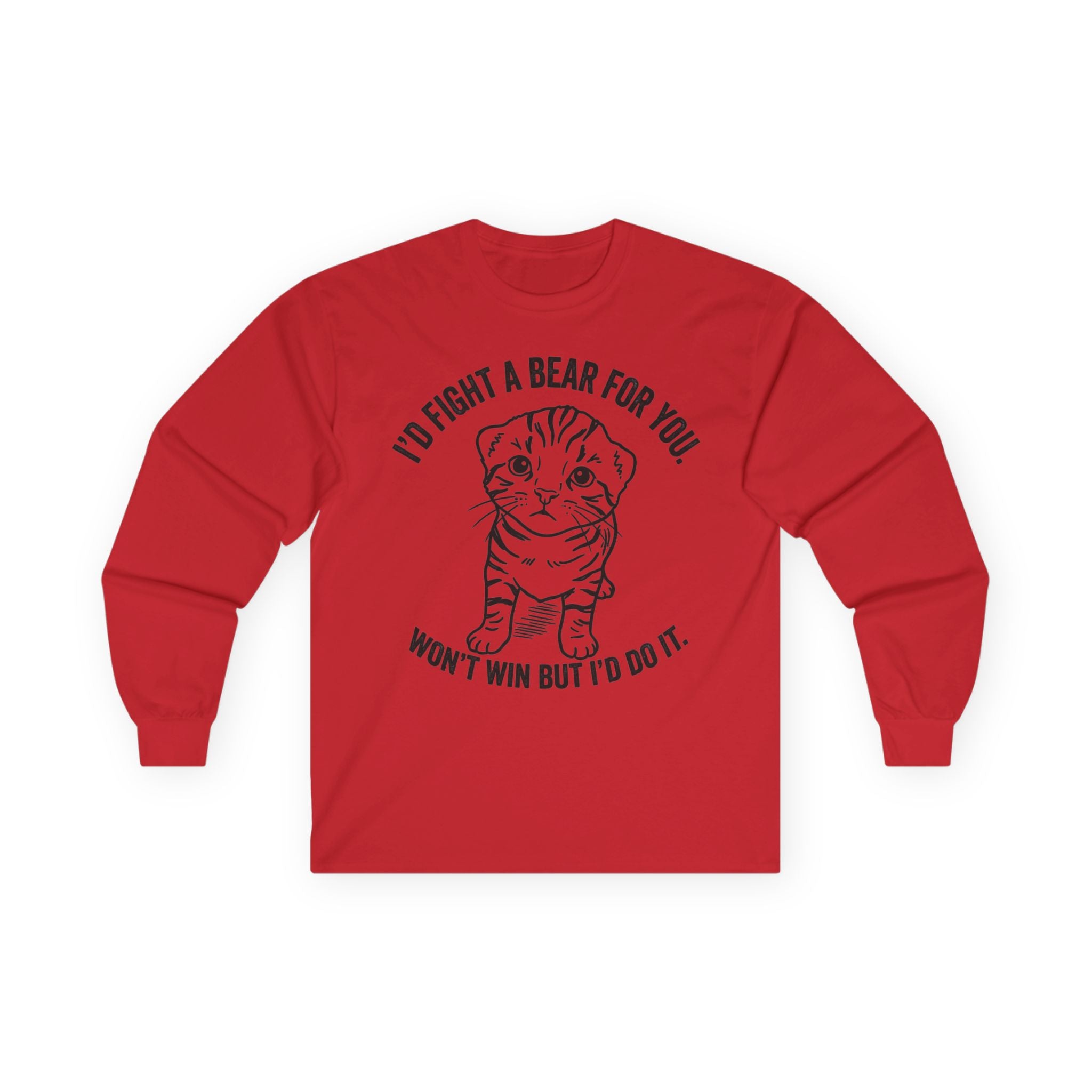 "I'd Fight A Bear For You" Funny Meme Men/Unisex Graphic Long Sleeve T-Shirt