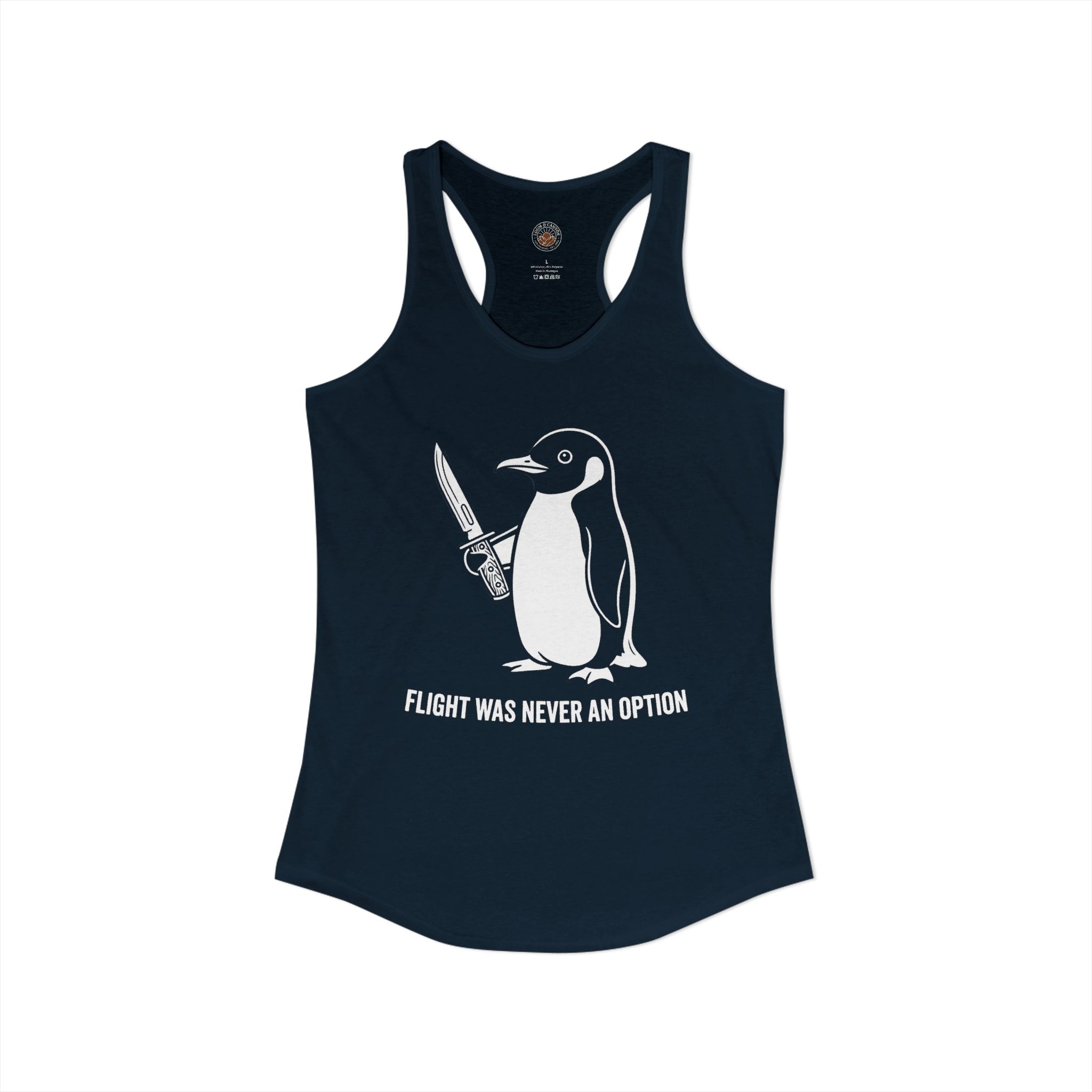"Flight Was Never An Option" Funny Meme Women's Graphic Racerback Tank