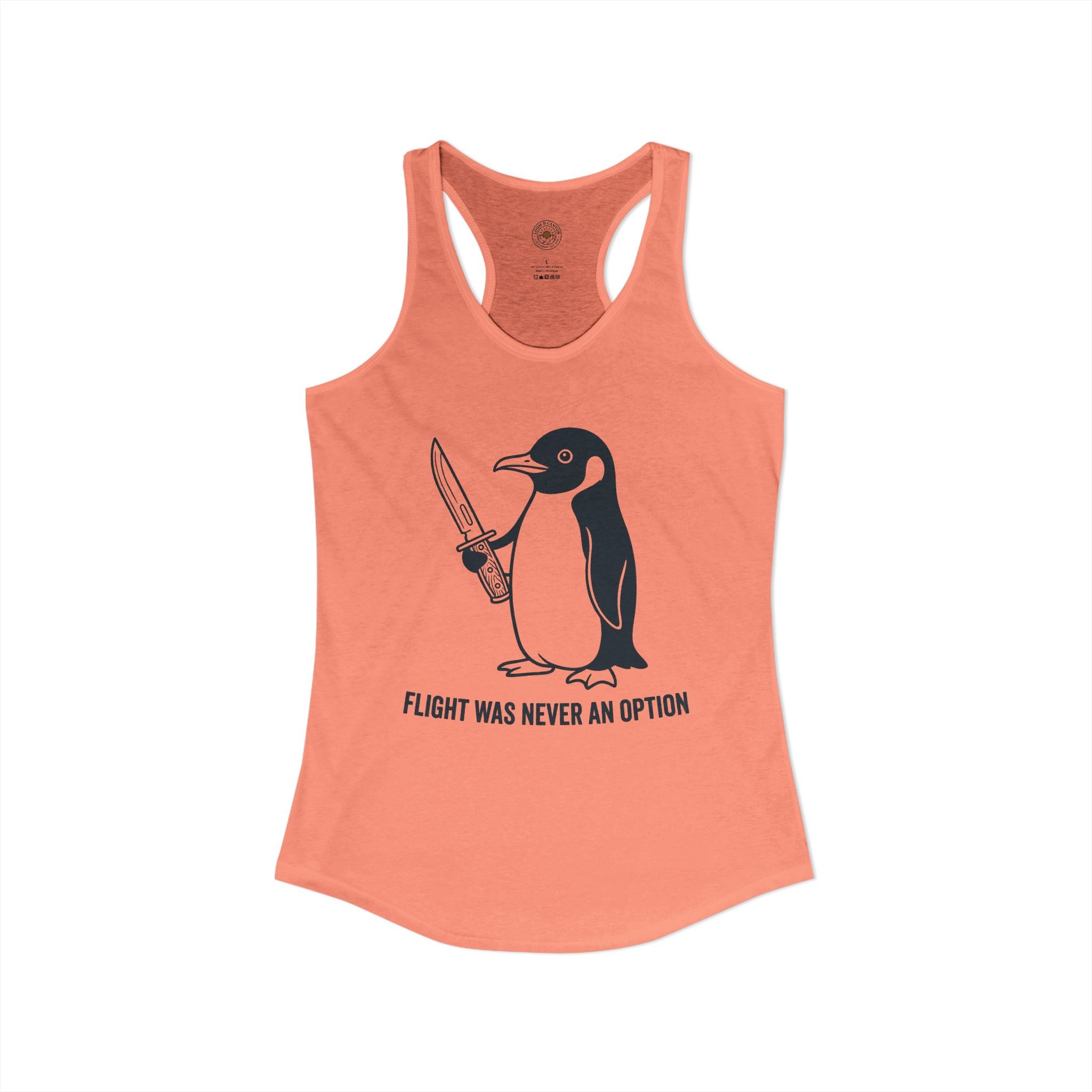 "Flight Was Never An Option" Funny Meme Women's Graphic Racerback Tank