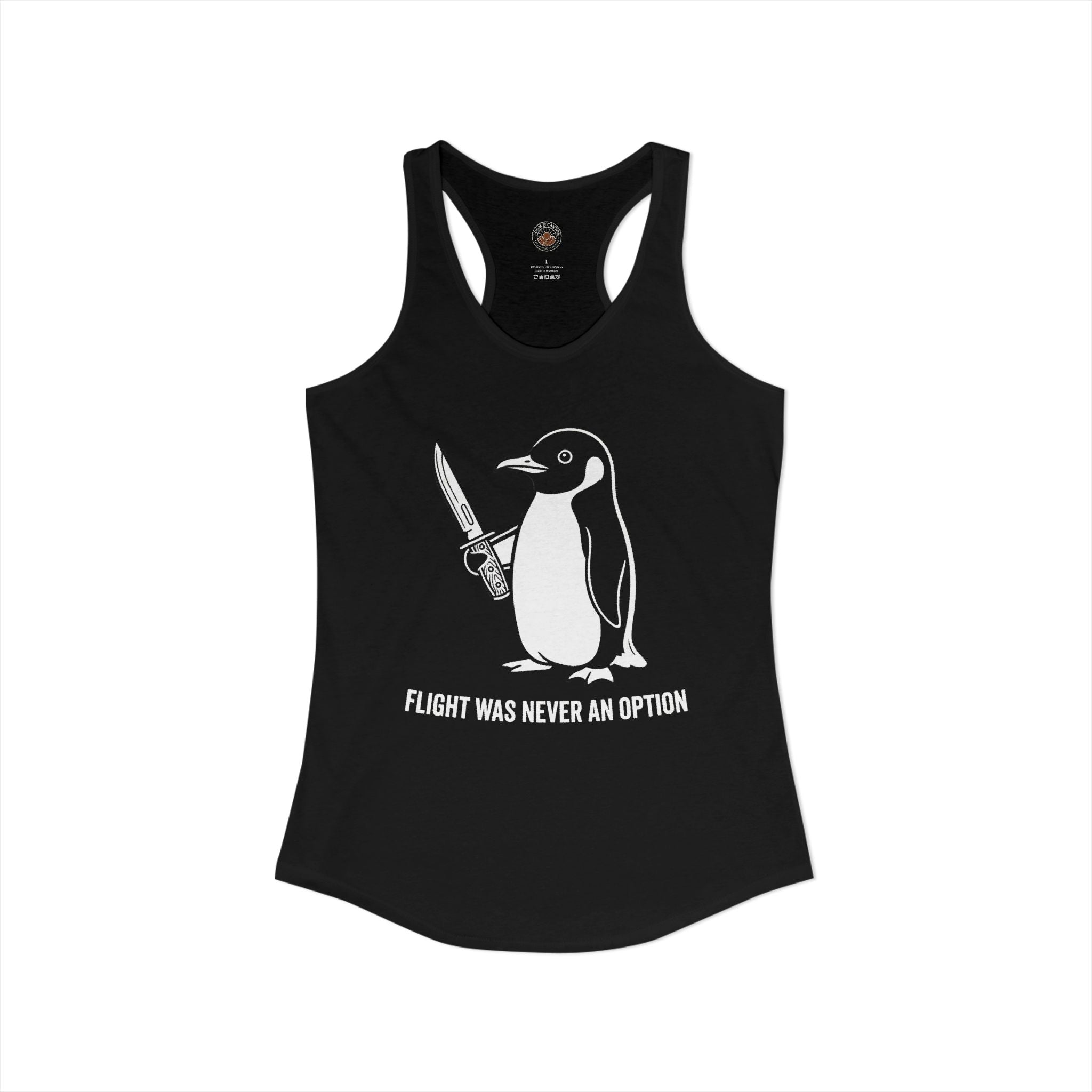 "Flight Was Never An Option" Funny Meme Women's Graphic Racerback Tank