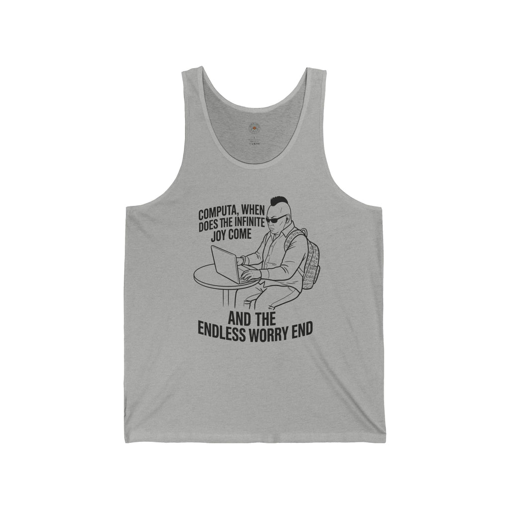 "Computa, When Does the Infinite Joy Come" Funny Meme Men/Unisex Graphic Tank