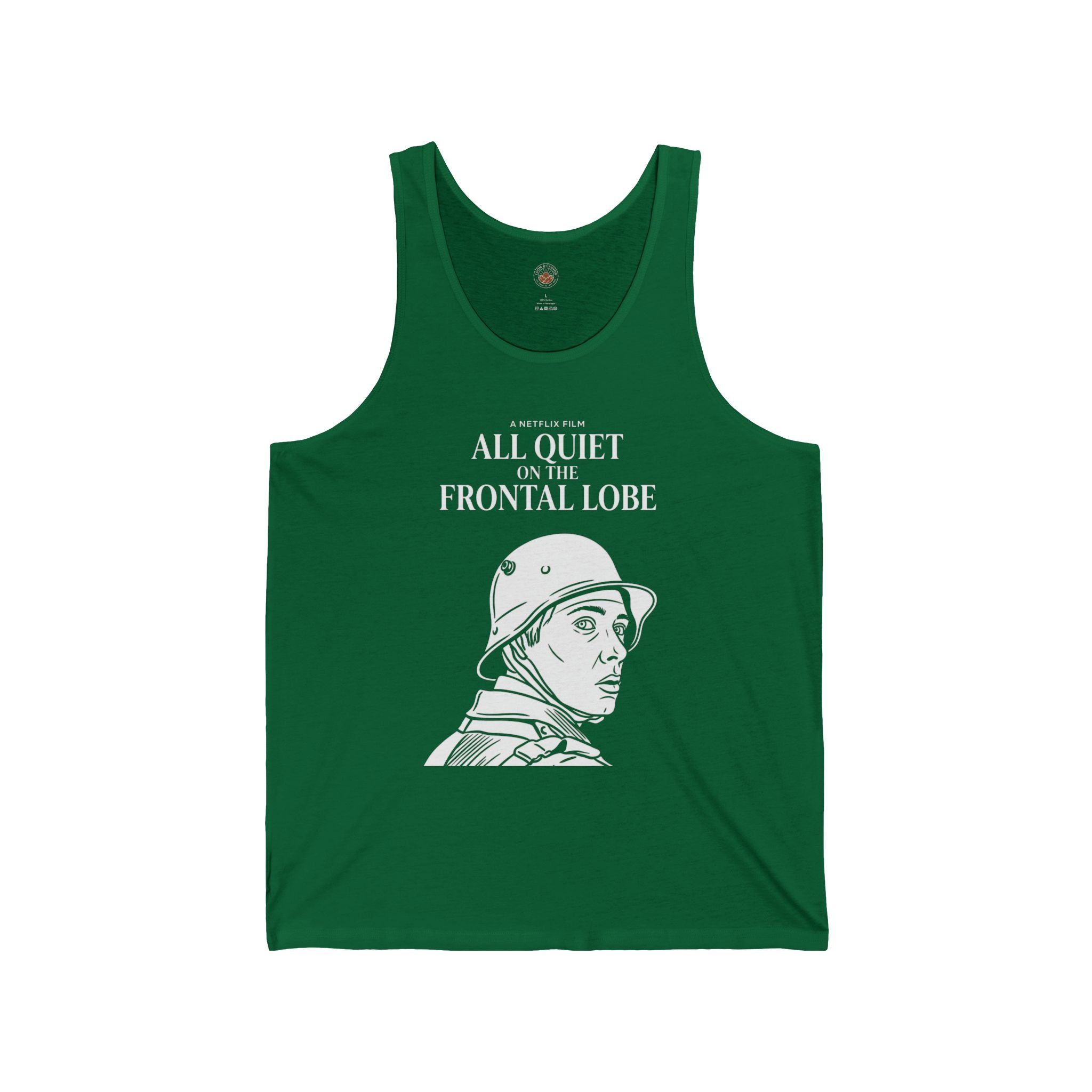 “All Quiet On The Frontal Lobe” Funny Meme Men/Unisex Graphic Tank