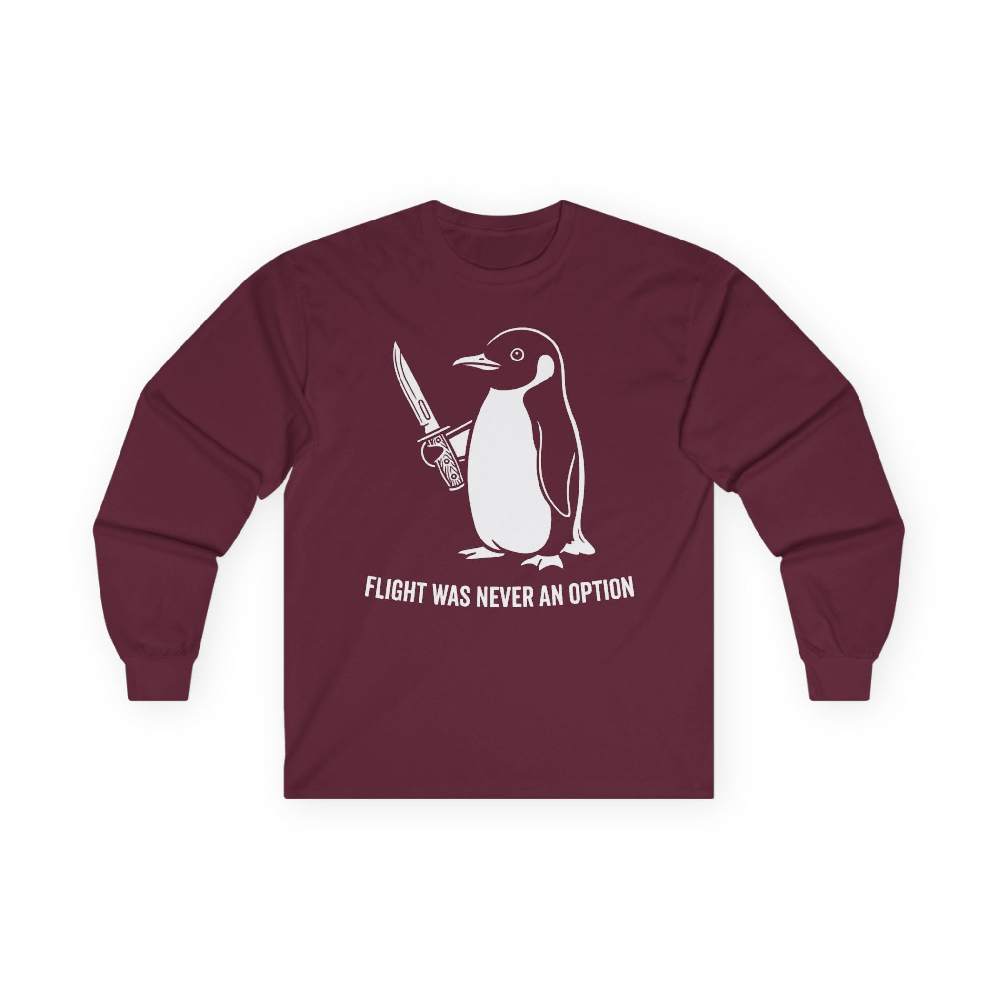 "Flight Was Never An Option" Funny Meme Men/Unisex Graphic Long Sleeve T-Shirt