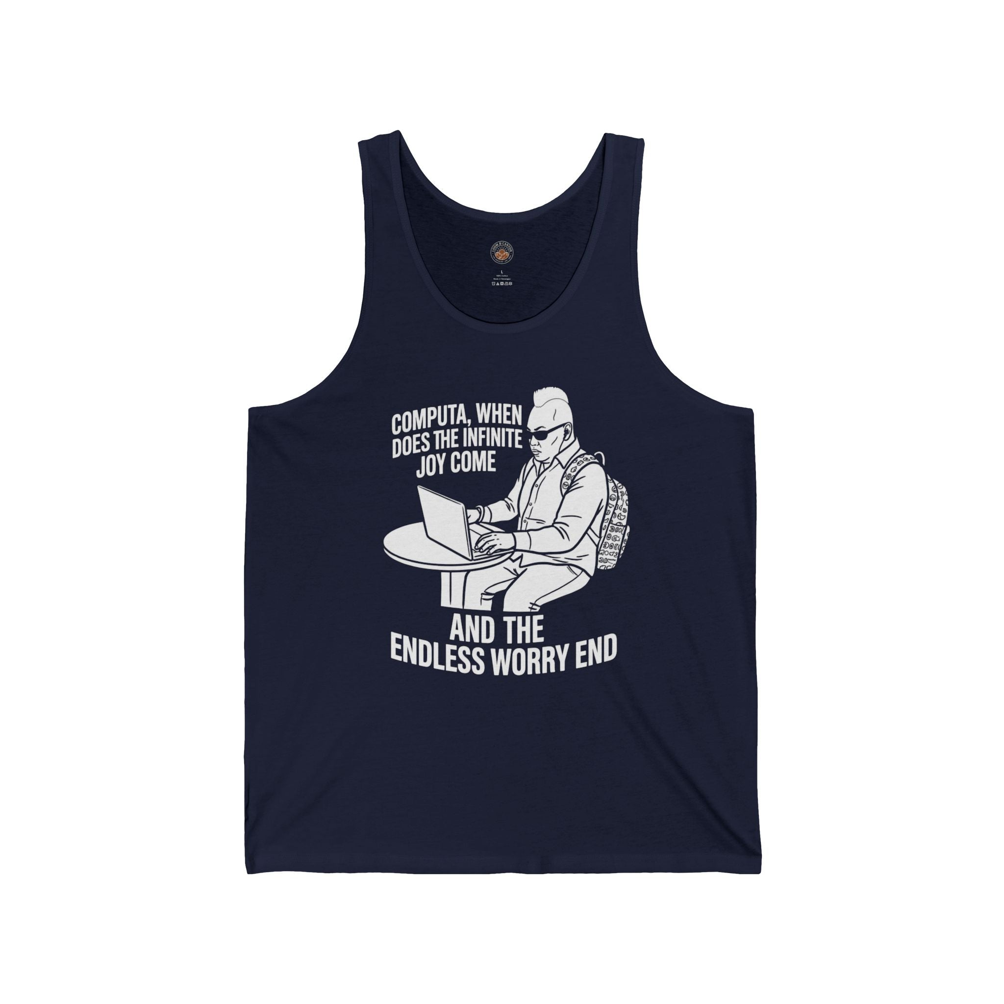 "Computa, When Does the Infinite Joy Come" Funny Meme Men/Unisex Graphic Tank