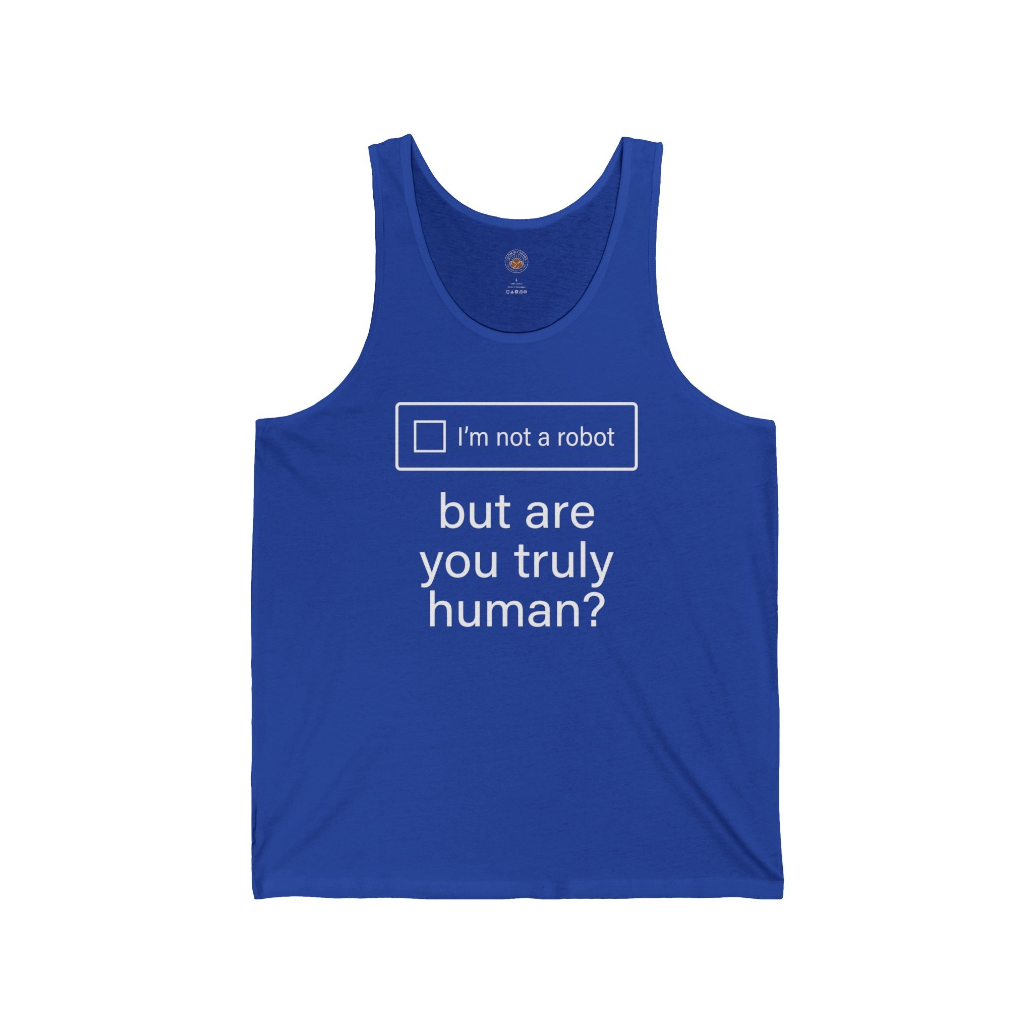 "But Are You Truly Human?" Meme Men/Unisex Graphic Tank