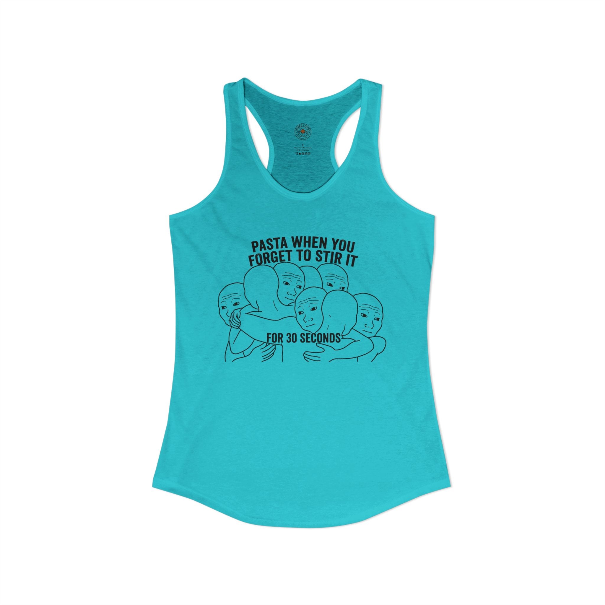 "Pasta When You Forget To Stir It For 30 Seconds" Funny Meme Women's Graphic Racerback Tank