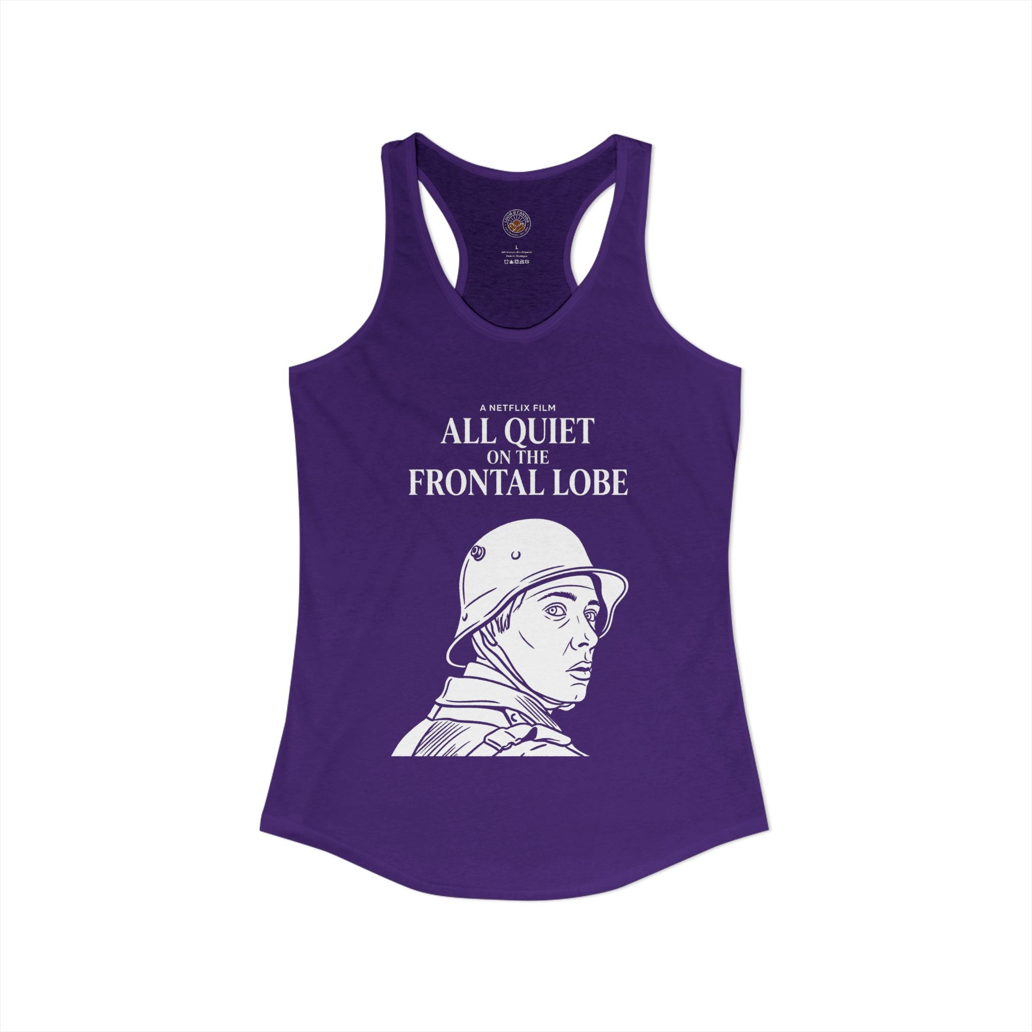 "All Quiet On The Frontal Lobe" Funny Meme Women's Graphic Racerback Tank